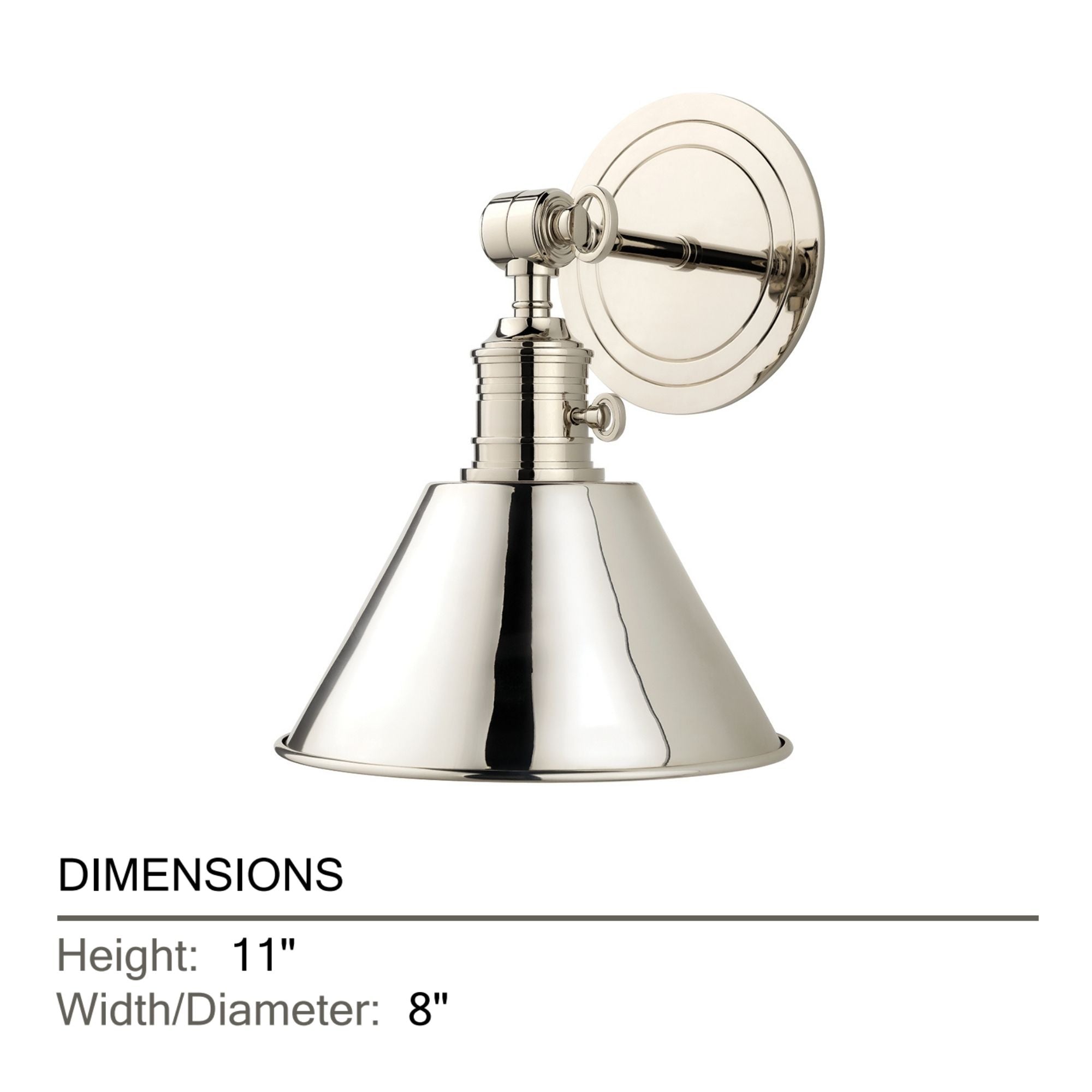 Garden City 11" Swing Arm Lamp, Polished Nickel Finish