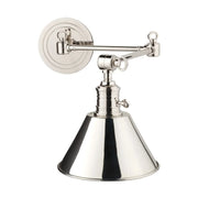 Garden City 11" Swing Arm Sconce, Polished Nickel Finish