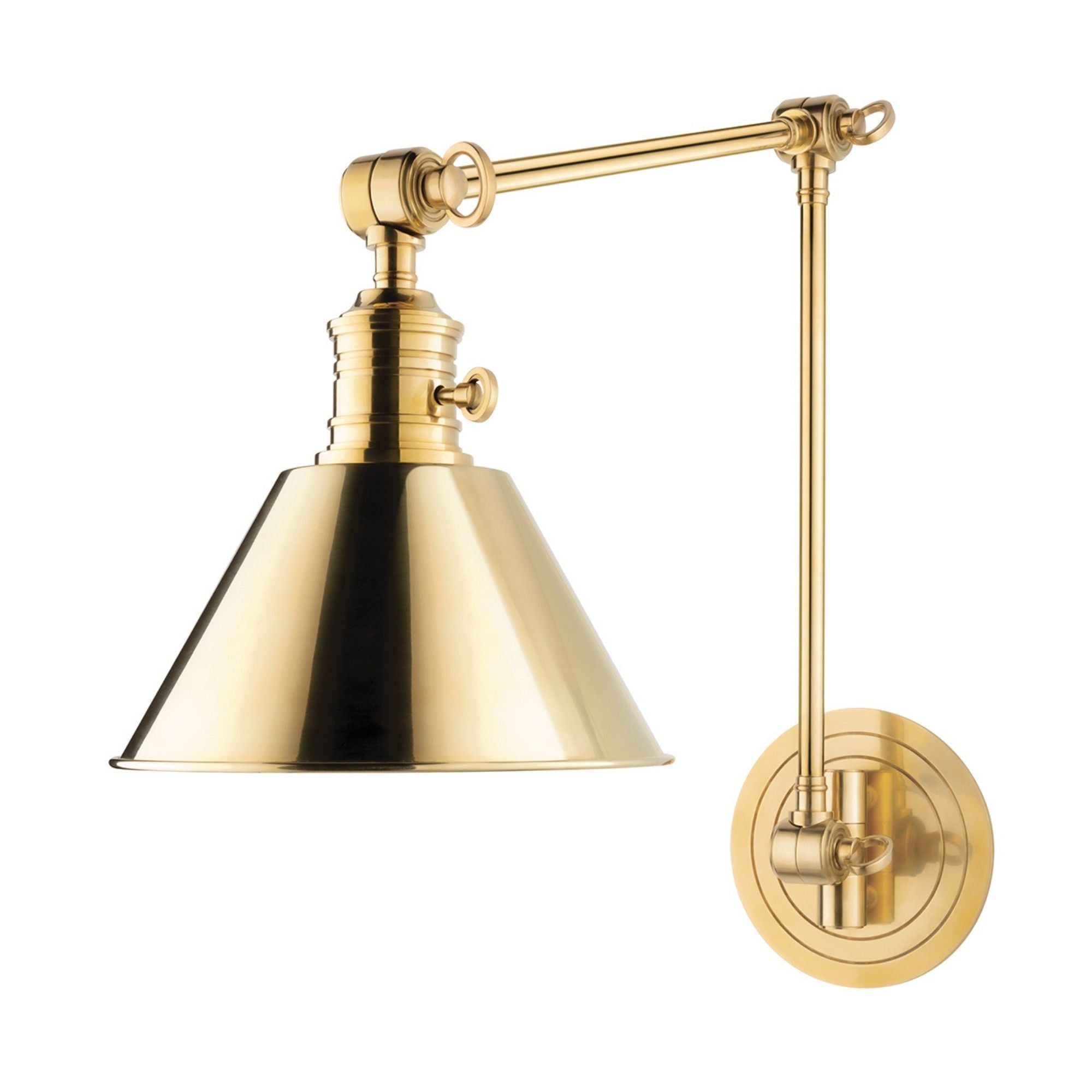 Garden City 23" Swing Arm Lamp, Aged Brass Finish