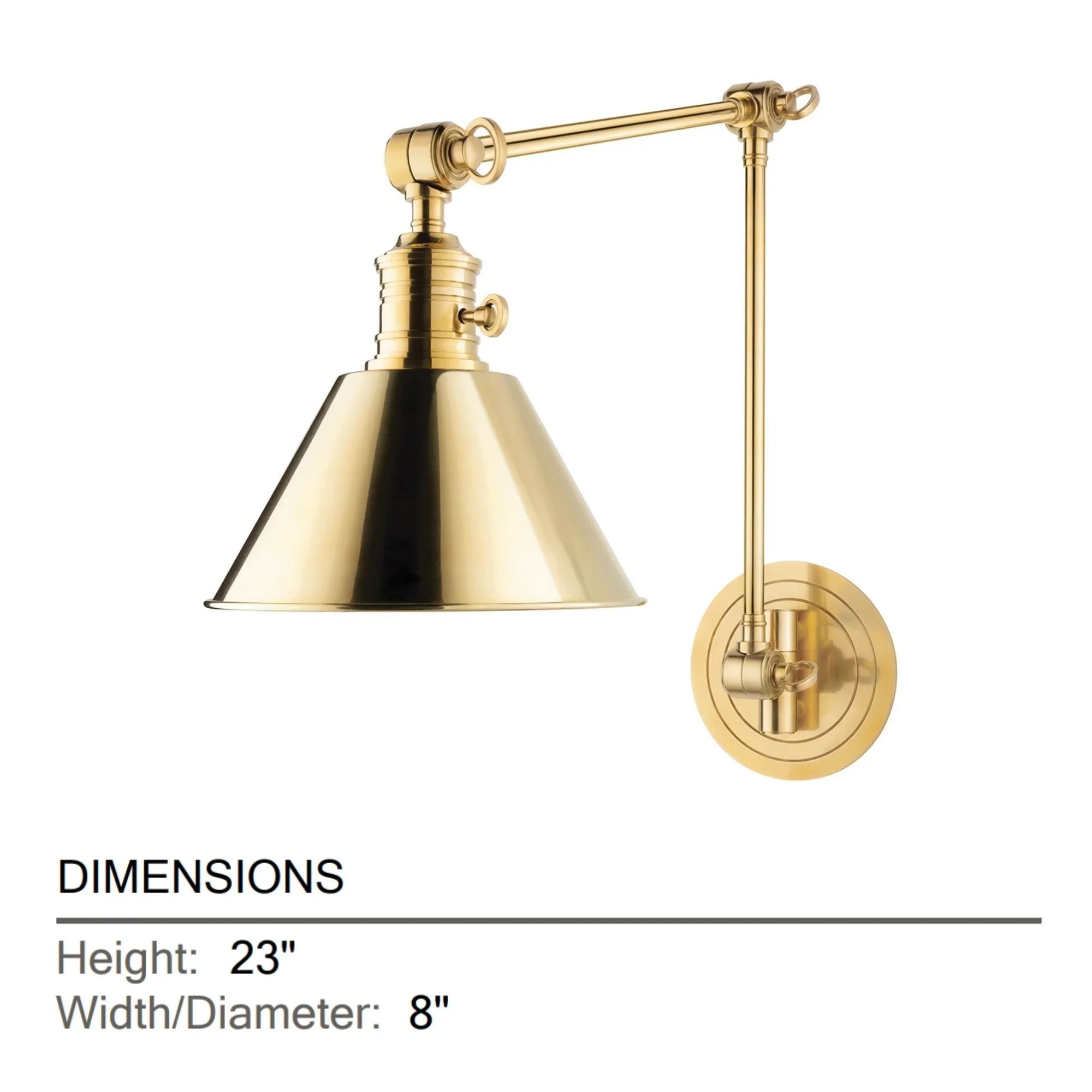 Garden City 23" Swing Arm Lamp, Aged Brass Finish