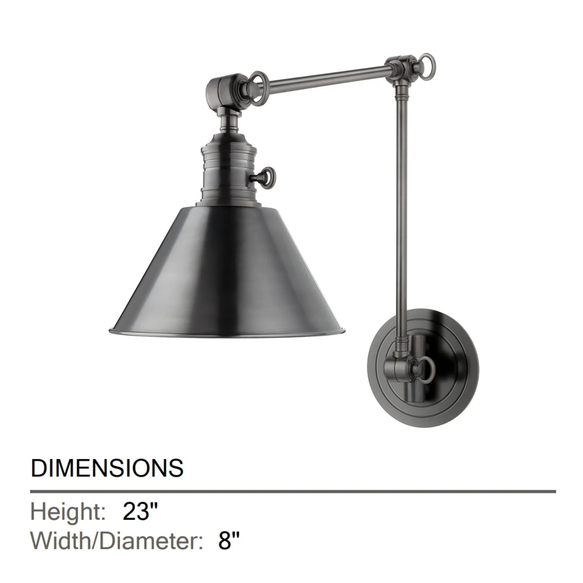 Garden City 23" Swing Arm Lamp, Old Bronze Finish