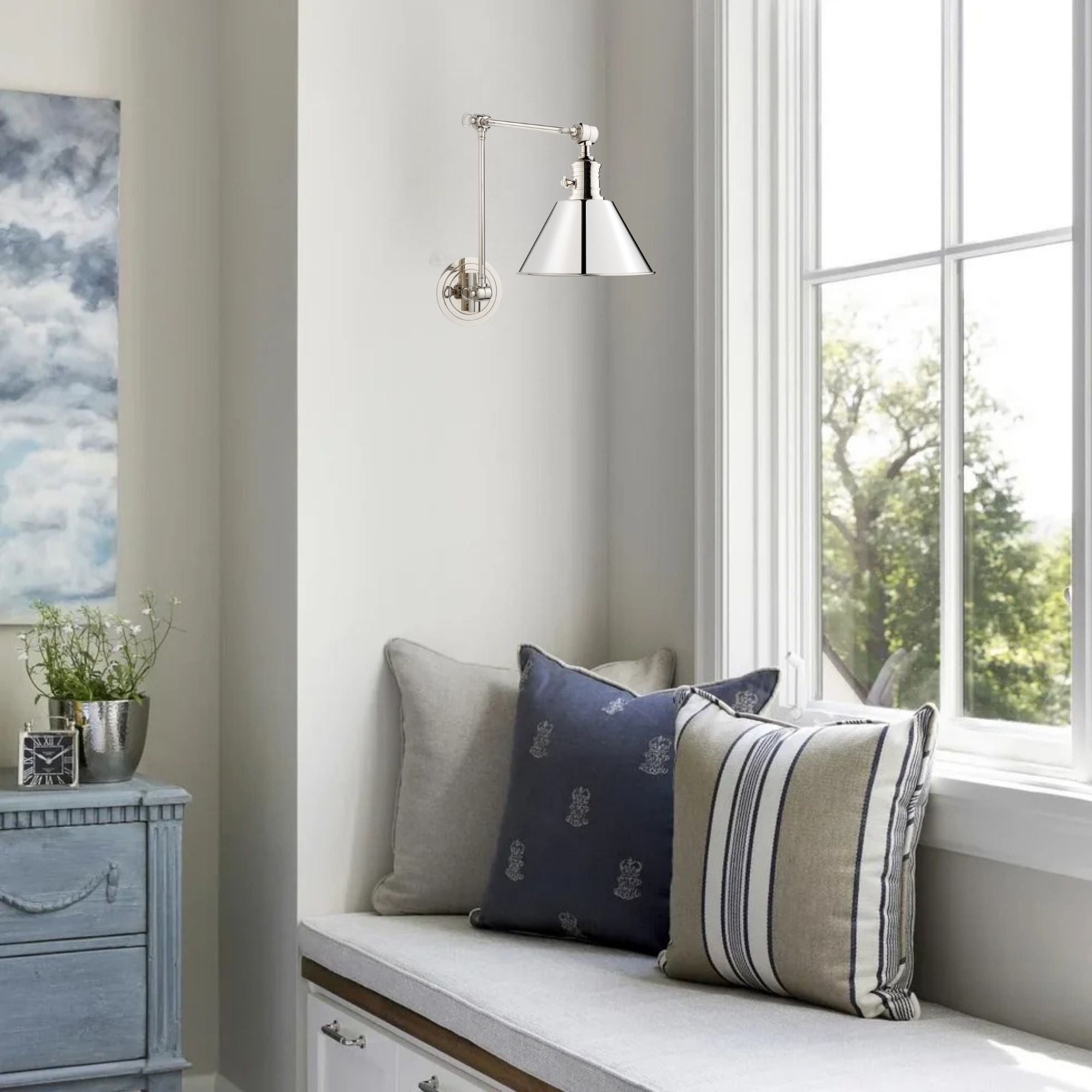 Garden City 23" Swing Arm Lamp, Polished Nickel Finish