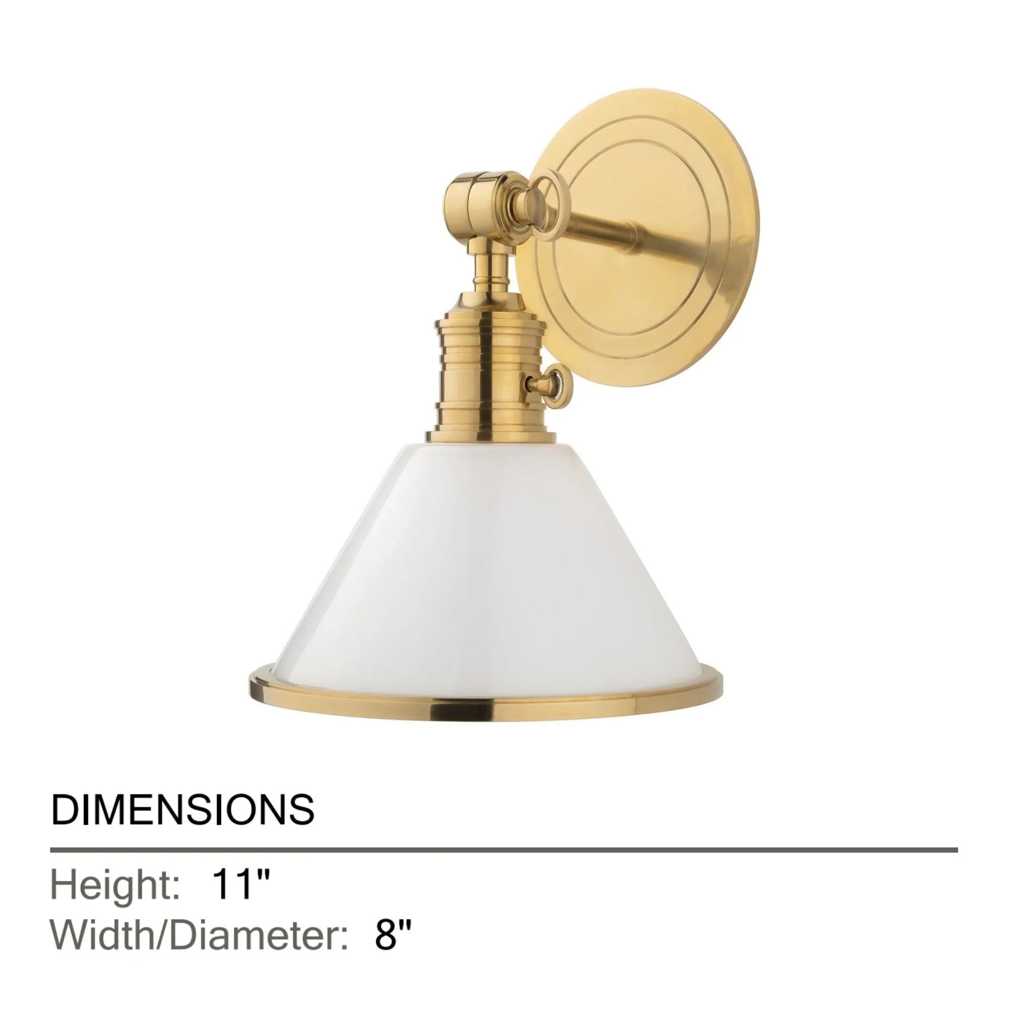 Hudson Valley Garden City 11 in. Swing Arm Lamp, Aged Brass with Opal Shiny Glass