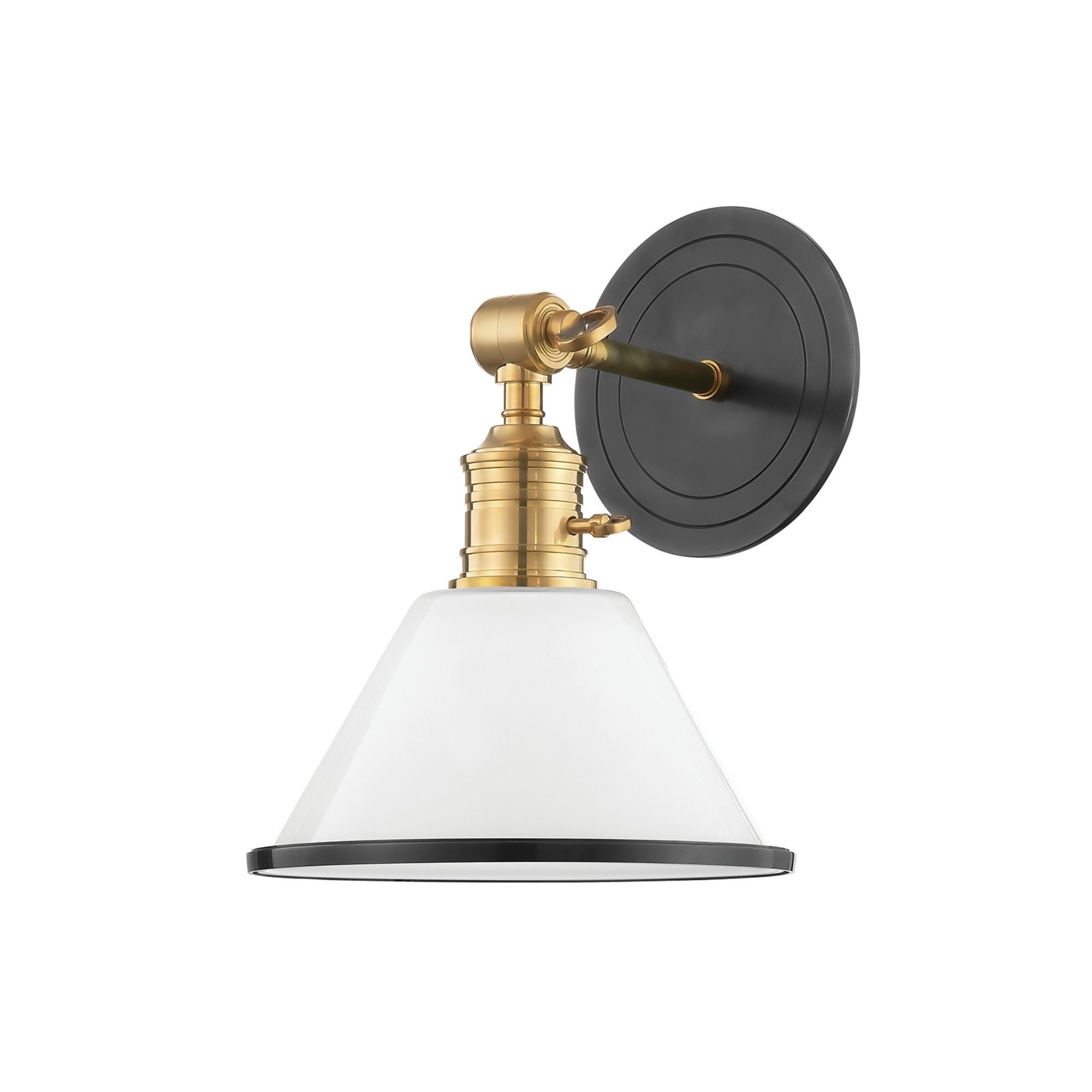 Garden City 11" Swing Arm Sconce with Opal Glossy Shade, Aged Old Bronze Finish