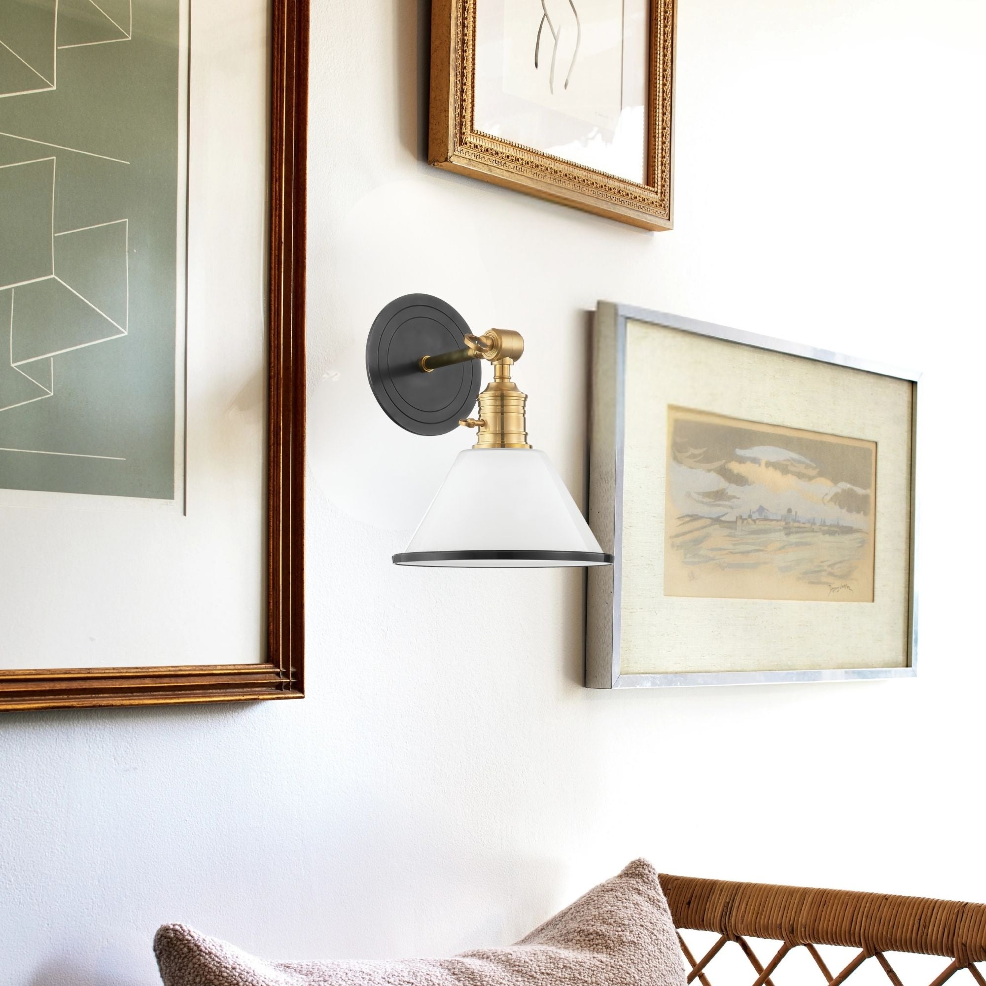 Garden City 11" Swing Arm Sconce with Opal Glossy Shade, Aged Old Bronze Finish