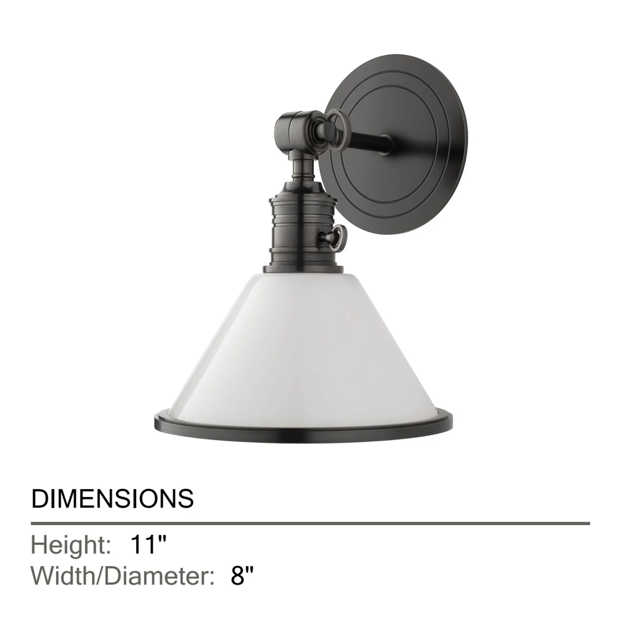 Garden City 11" Swing Arm Sconce with Opal Glossy Shade, Old Bronze Finish