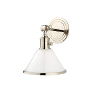 Garden City 11" Swing Arm Sconce with Opal Glossy Shade, Polished Nickel Finish