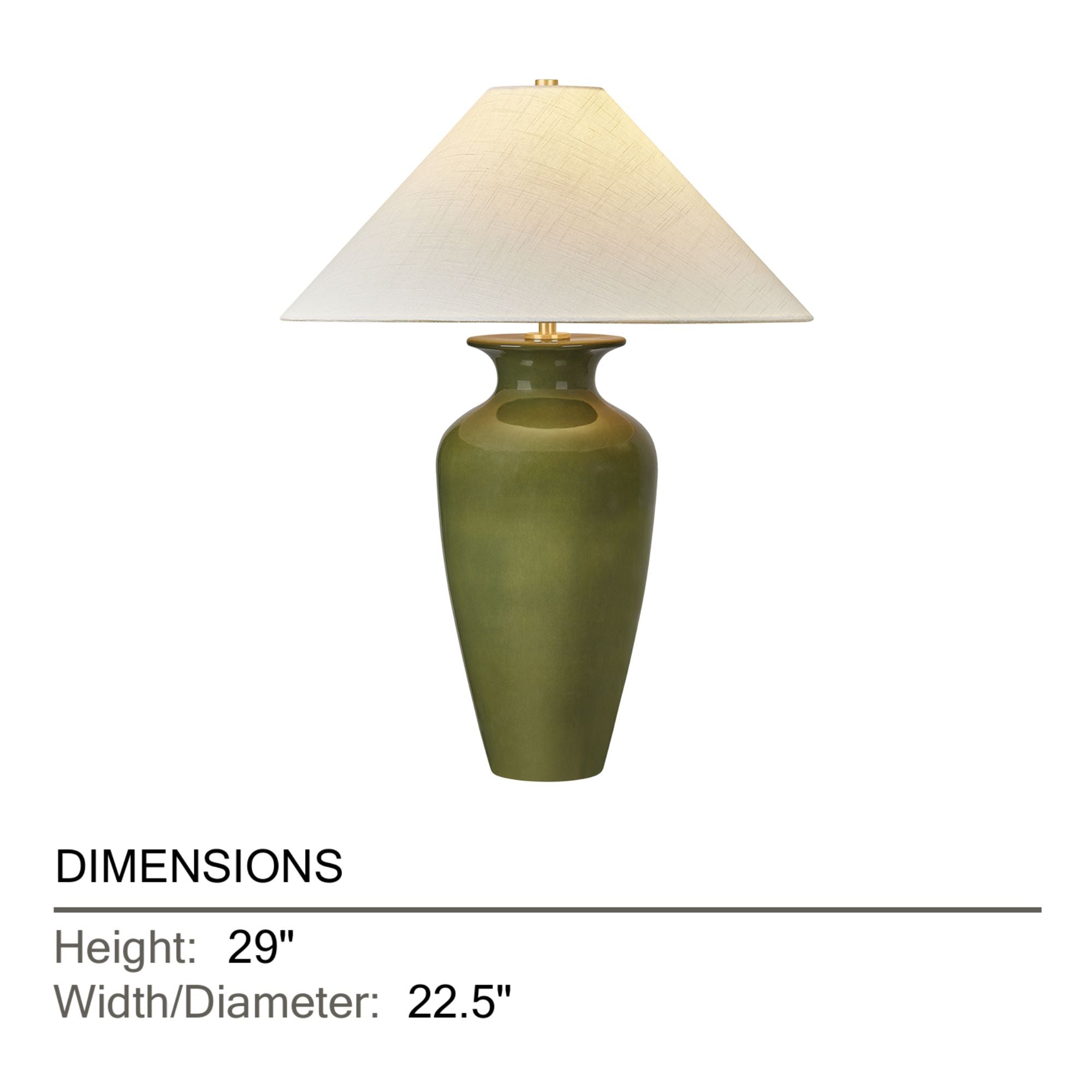 Hudson Valley Grassy Point 29 in. Table Lamp, Aged Brass & Ceramic Nori Green with Textured Linen Shade