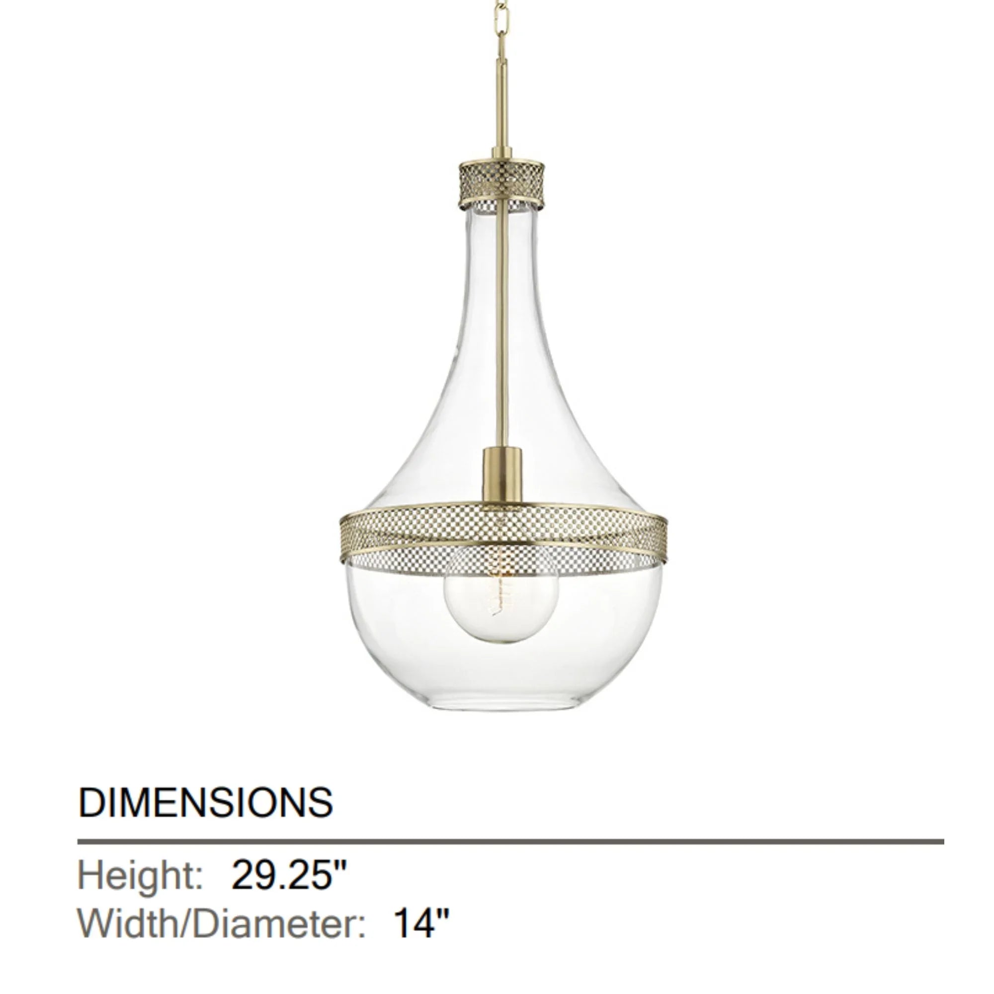 Hagen 14" Pendant, Aged Brass Finish