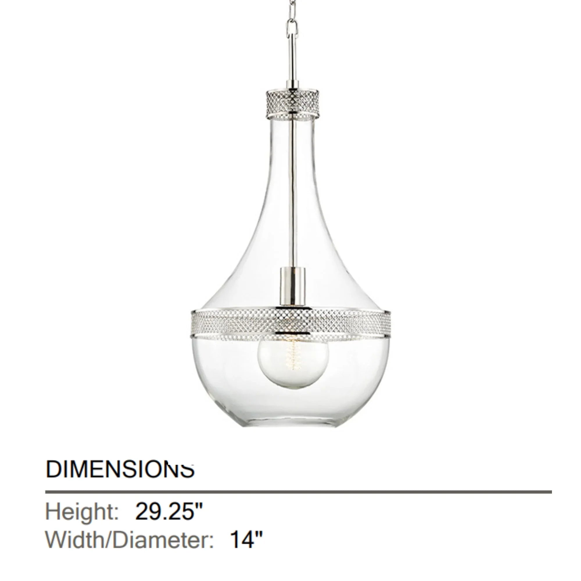 Hagen 14" Pendant, Polished Nickel Finish
