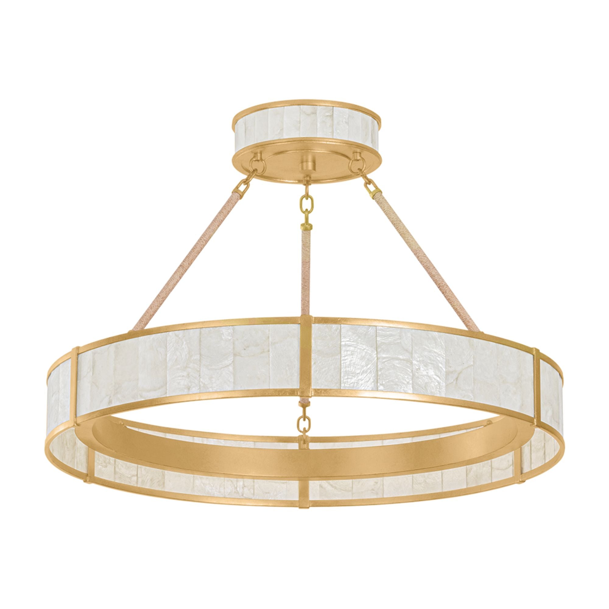 Hudson Valley Halcott 30 in. Integrated LED Chandelier, Vintage Gold Leaf with Capiz Panels