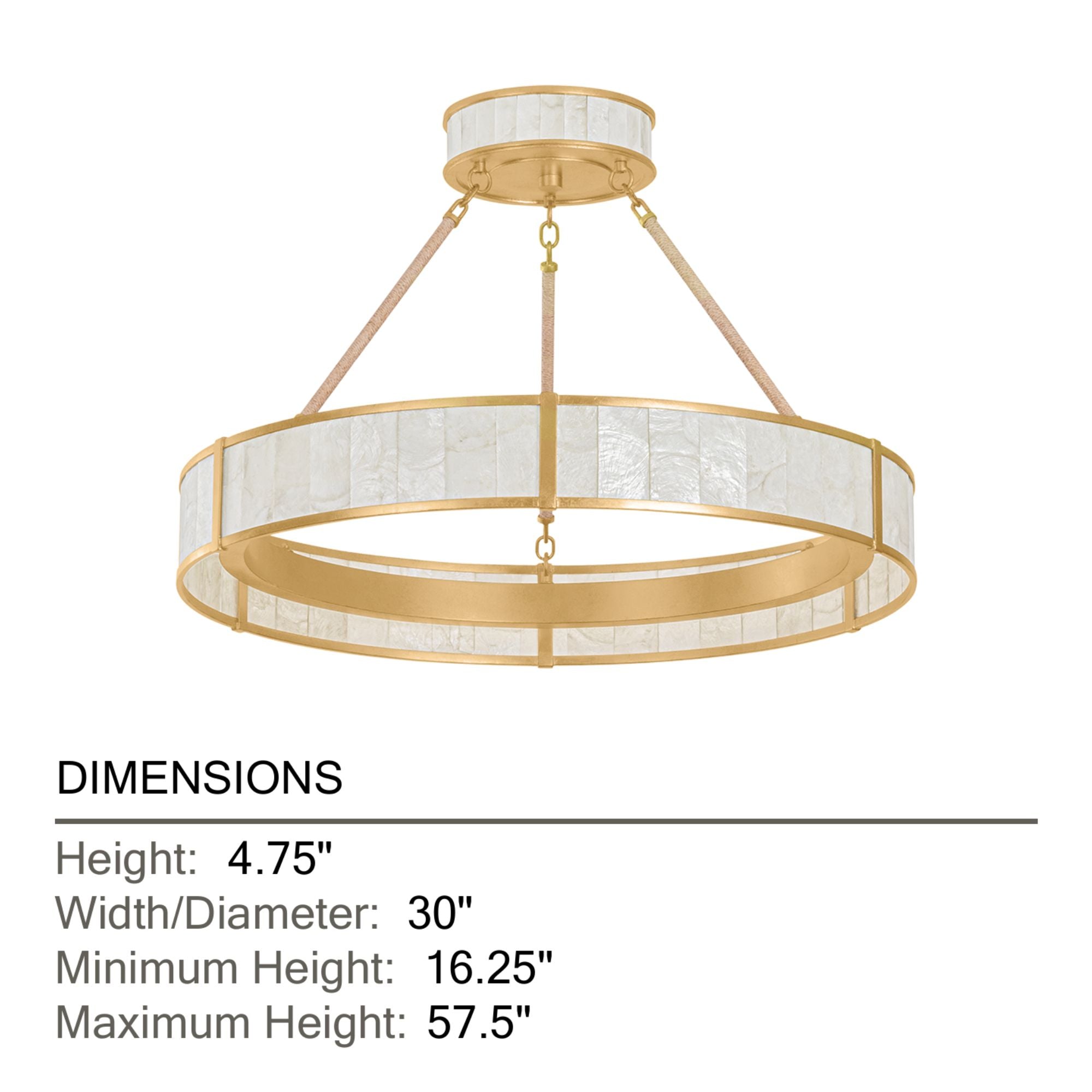 Hudson Valley Halcott 30 in. Integrated LED Chandelier, Vintage Gold Leaf with Capiz Panels