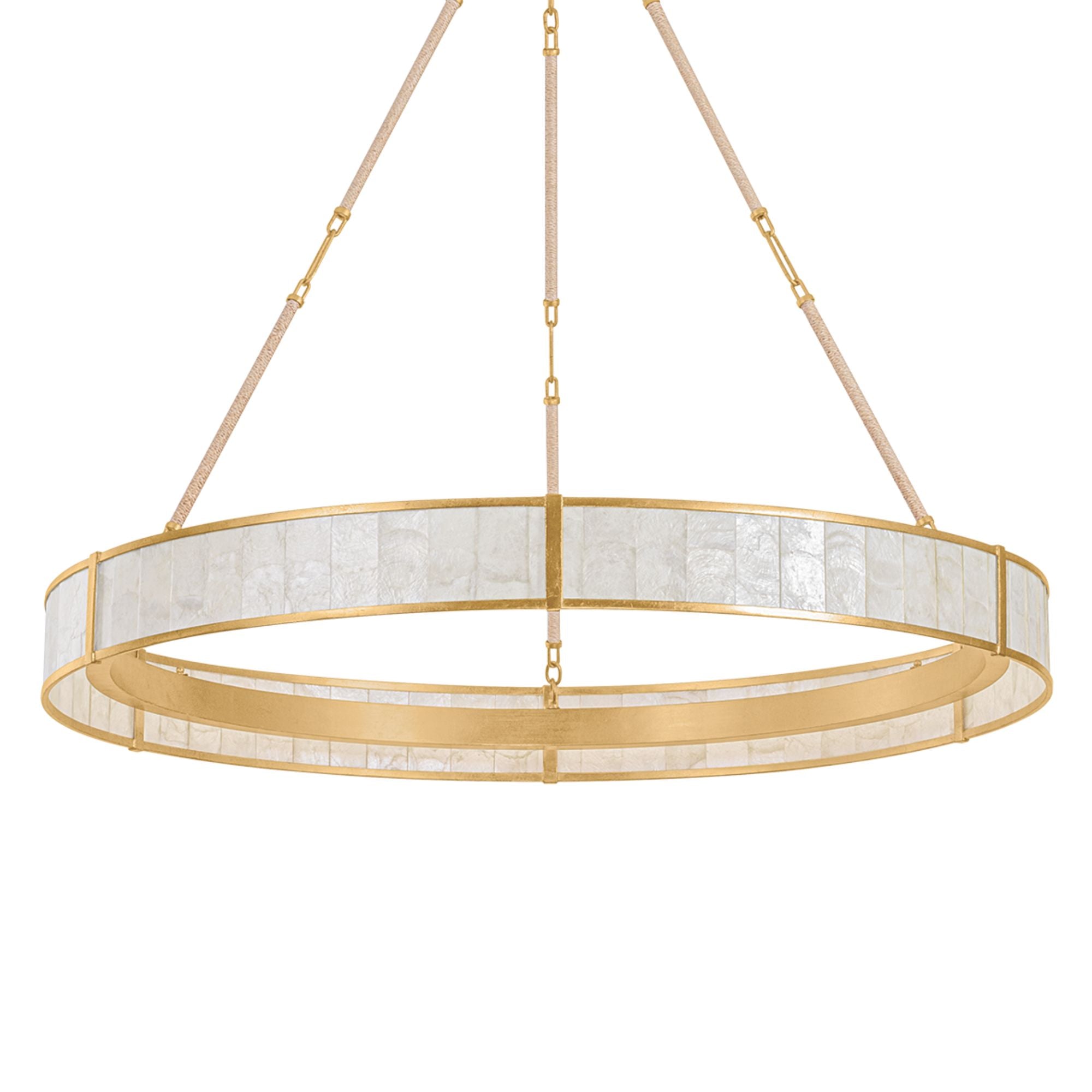 Hudson Valley Halcott 42 in. Chandelier, Vintage Gold Leaf with Capiz Panels