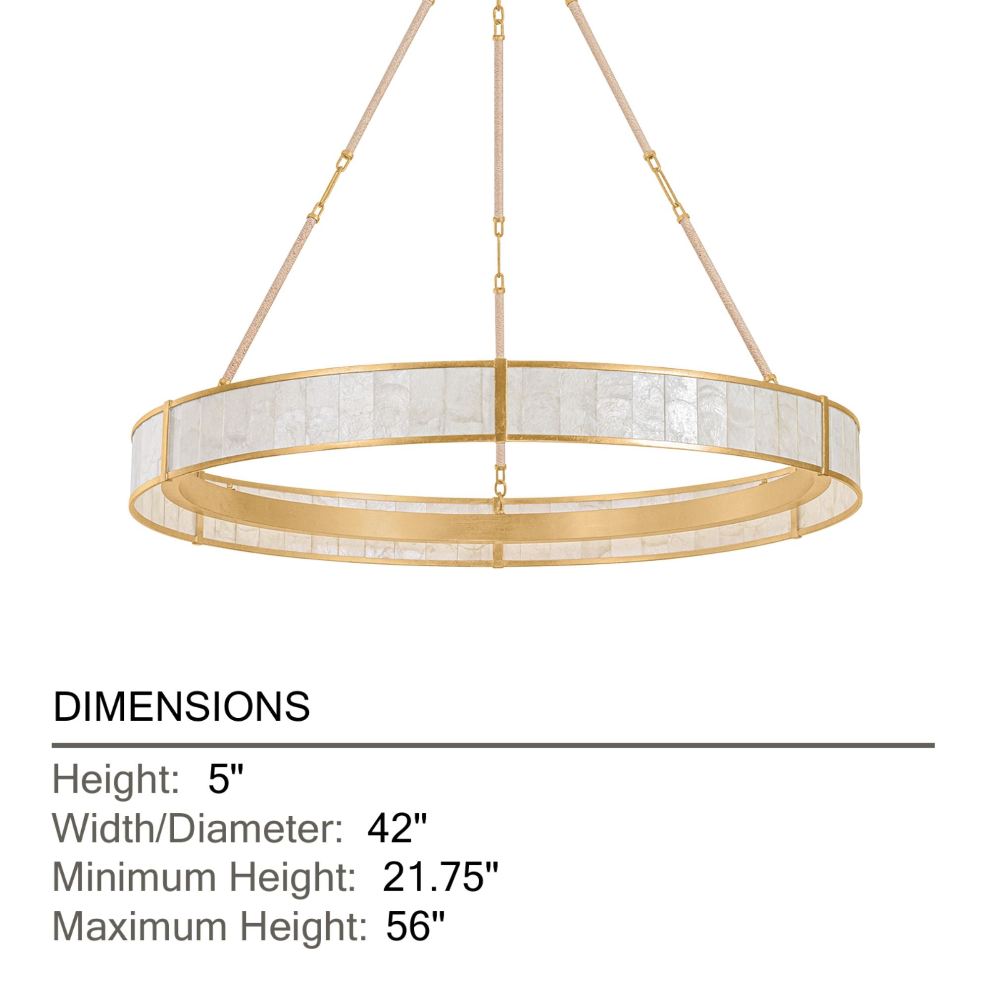 Hudson Valley Halcott 42 in. Chandelier, Vintage Gold Leaf with Capiz Panels