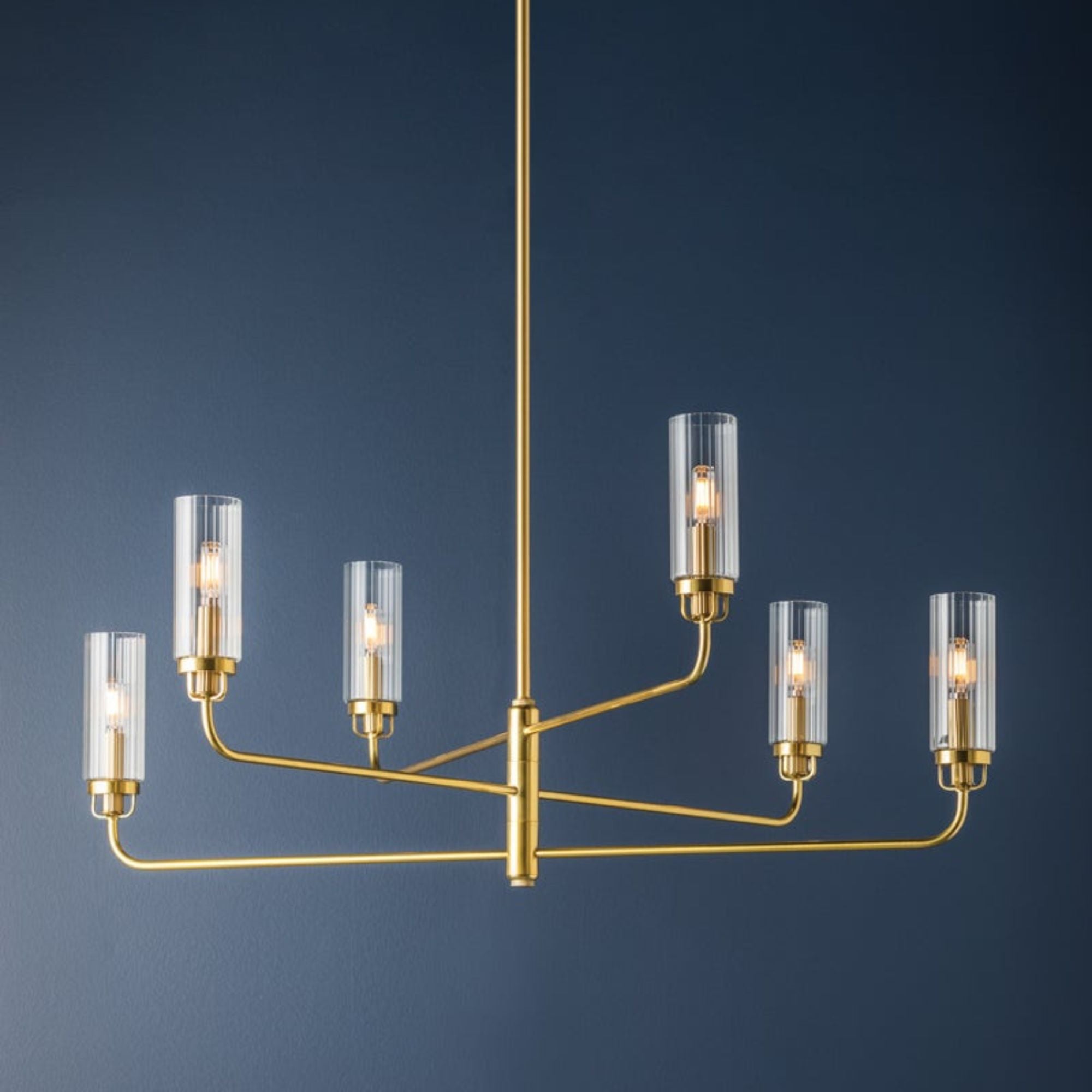 Halifax 48" 6-Light Chandelier, Aged Brass Finish