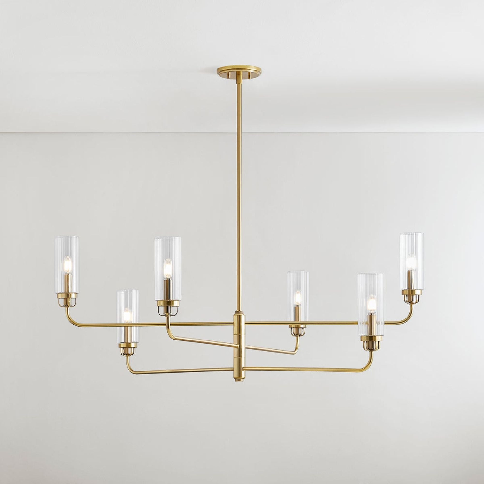 Halifax 48" 6-Light Chandelier, Aged Brass Finish
