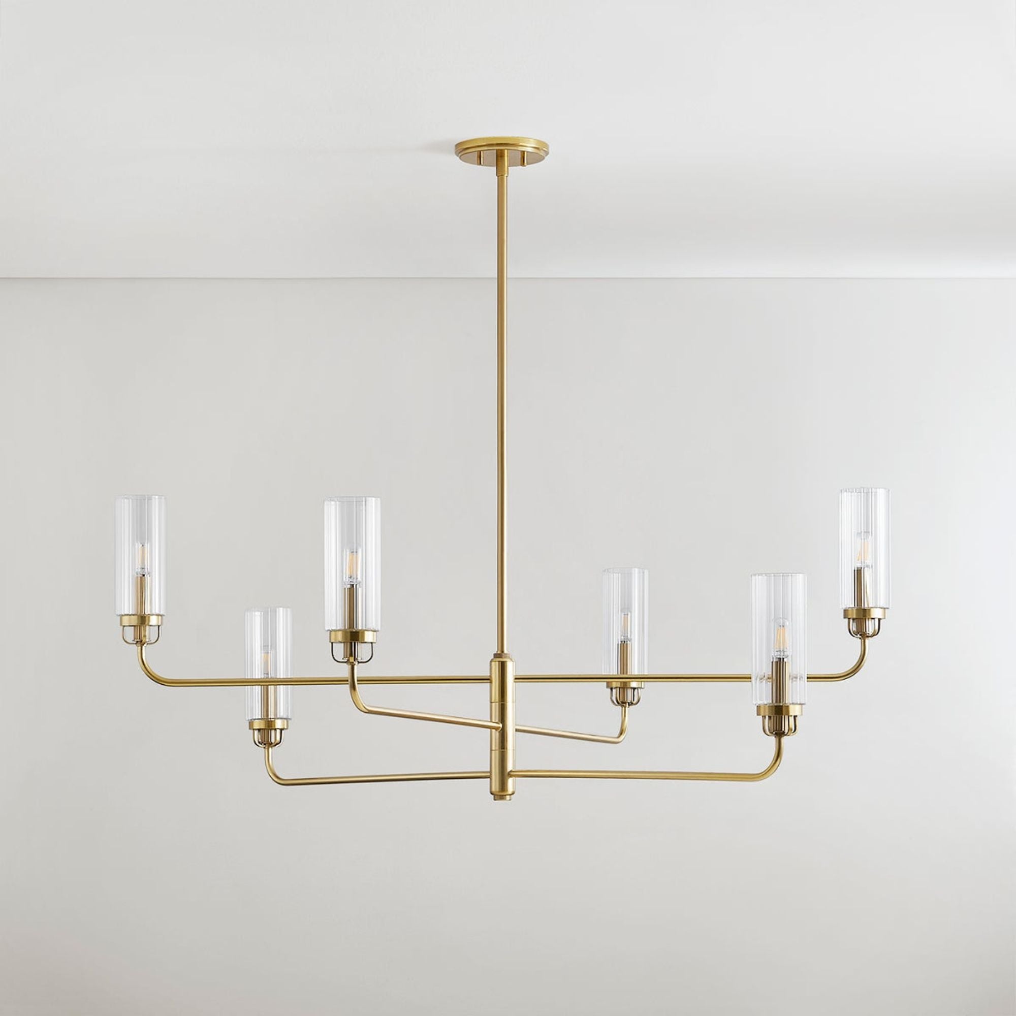 Halifax 48" 6-Light Chandelier, Aged Brass Finish