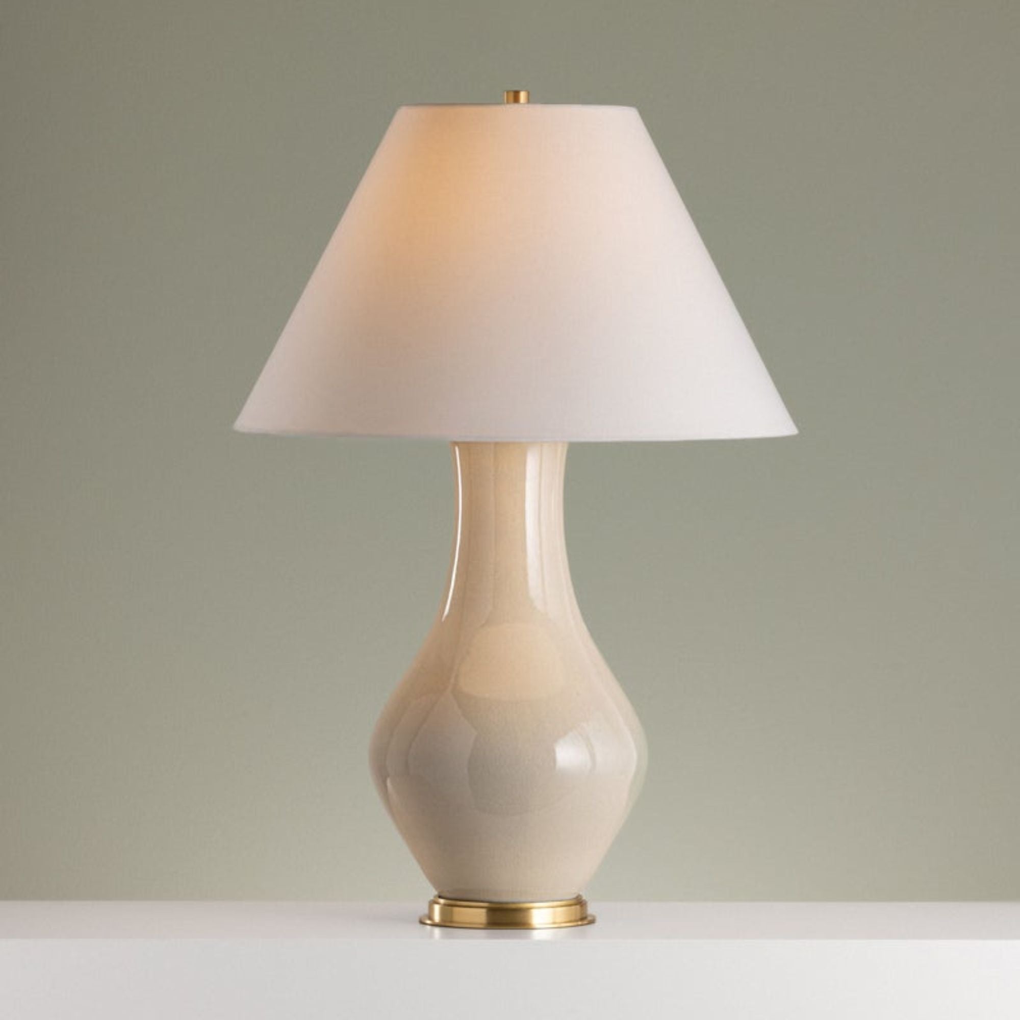 Hanslope 32" Table Lamp, Aged Brass/Ceramic French Muslin Finish