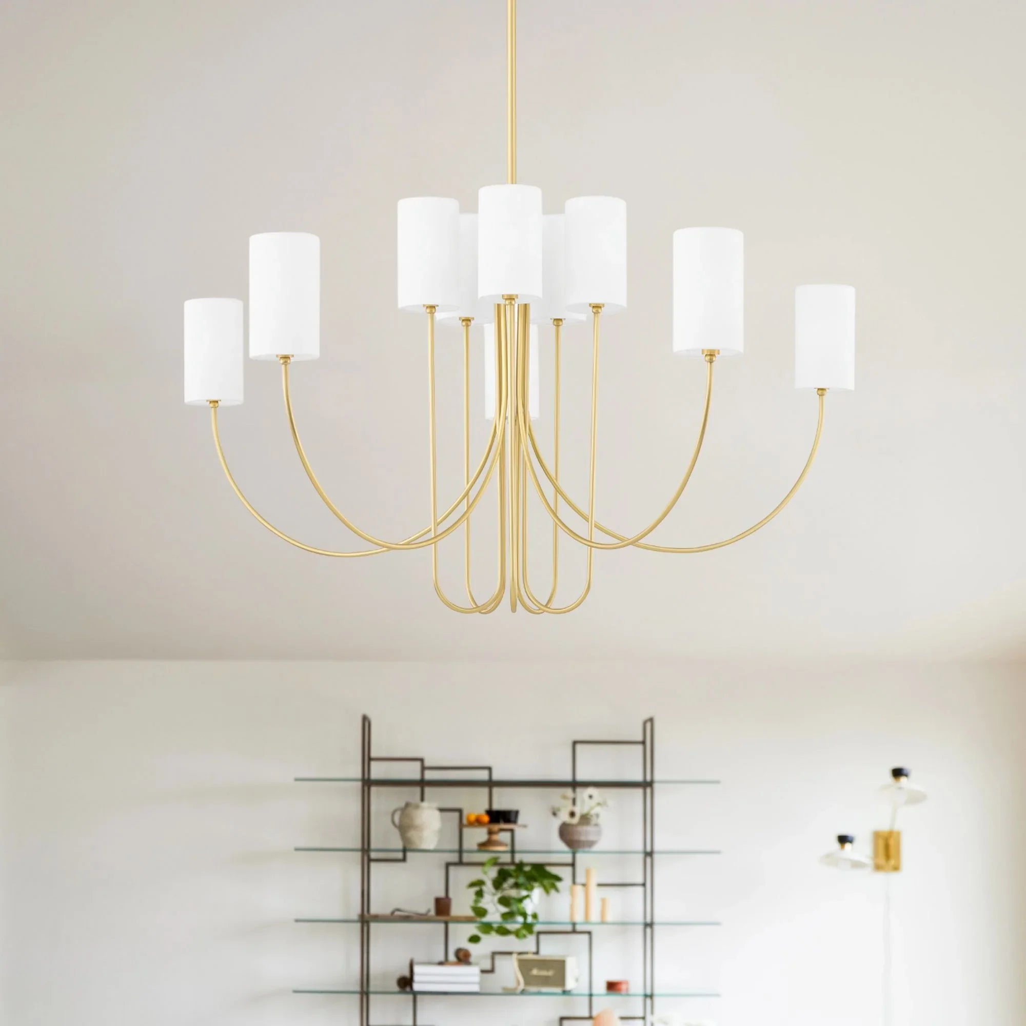Harlem 48" 10-Light Chandelier, Aged Brass Finish