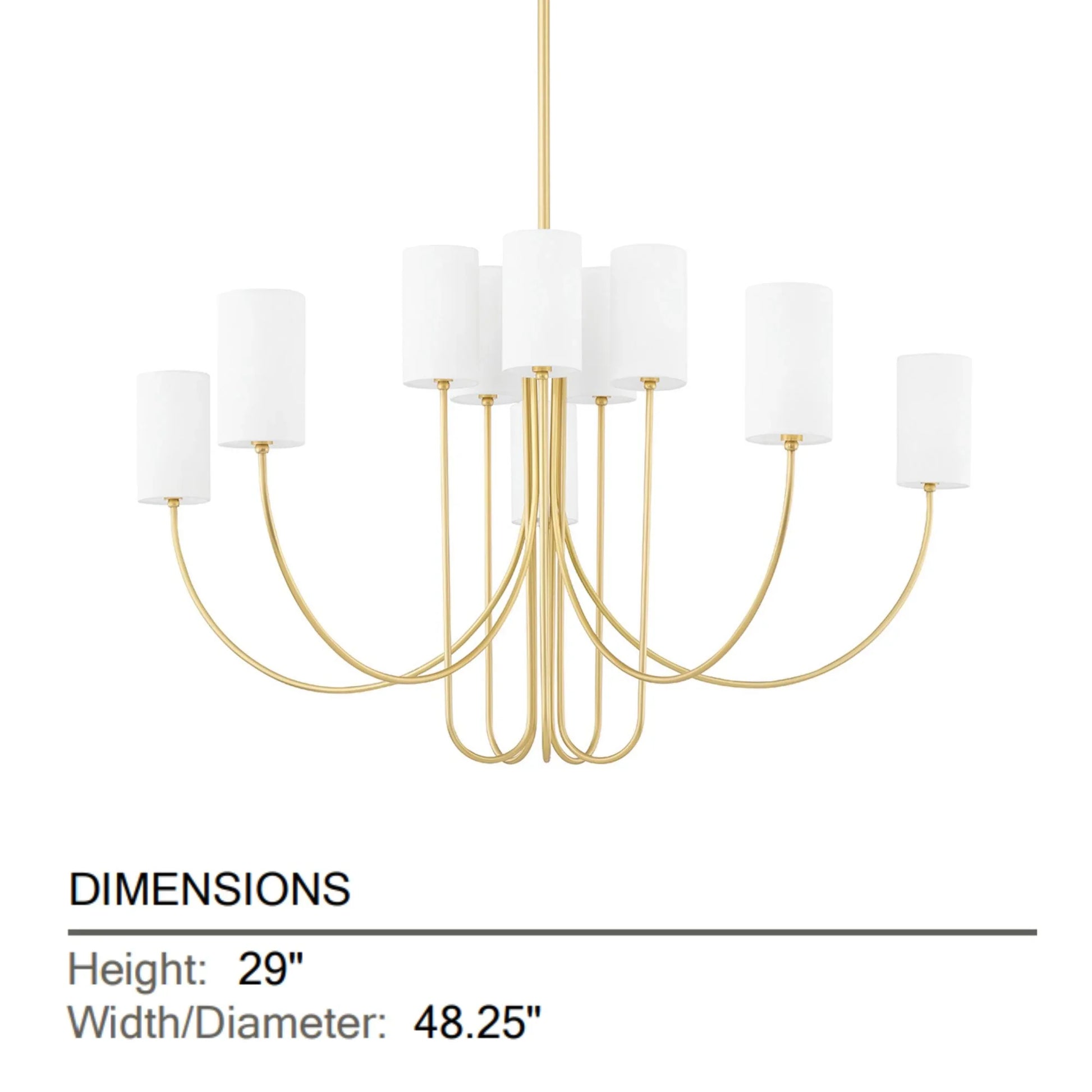 Hudson Valley Lighting - Harlem 48" 10-Light Chandelier, Aged Brass Finish | Bees Lighting