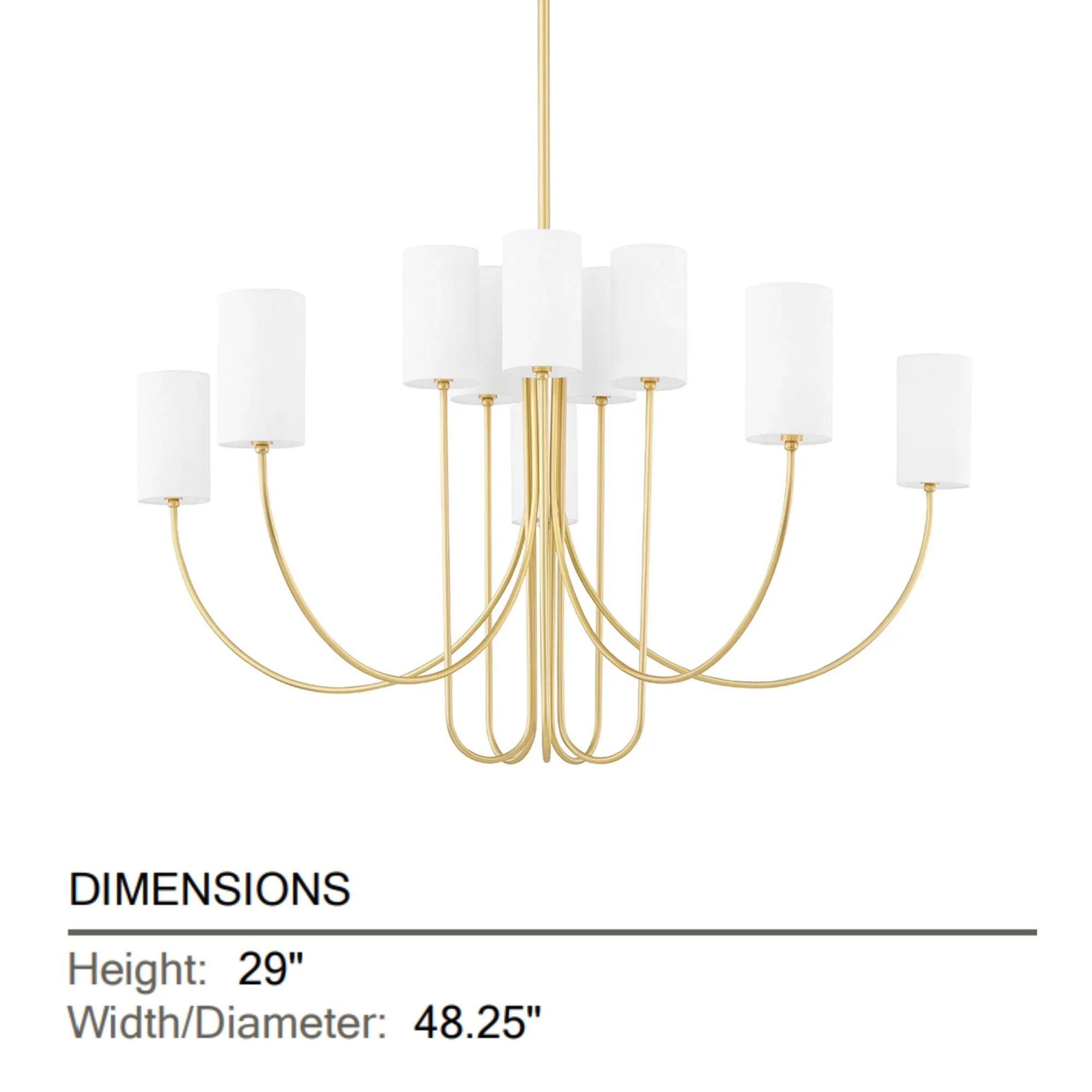 Hudson Valley Lighting - Harlem 48" 10-Light Chandelier, Aged Brass Finish | Bees Lighting