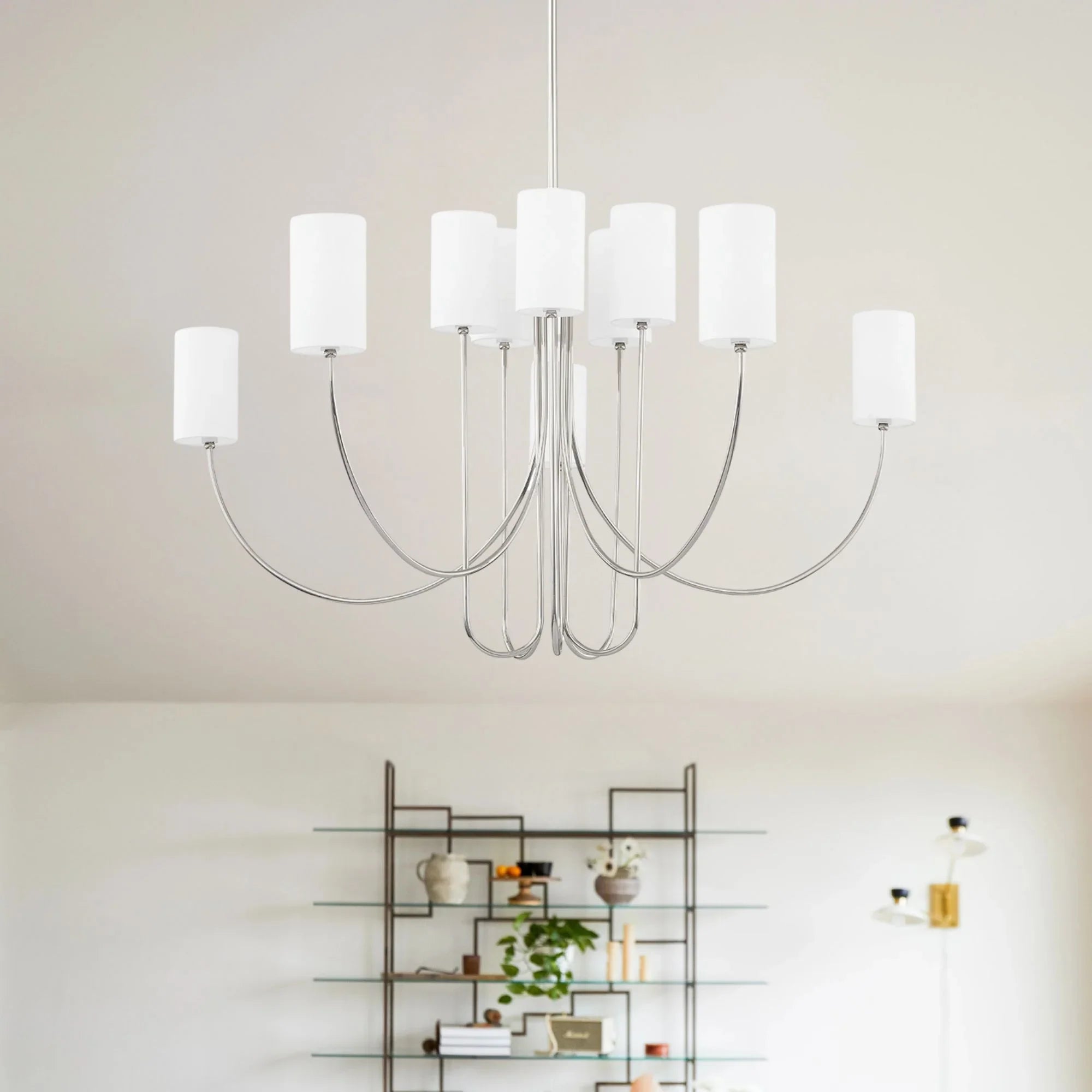 Harlem 48" 10-Light Chandelier, Polished Nickel Finish