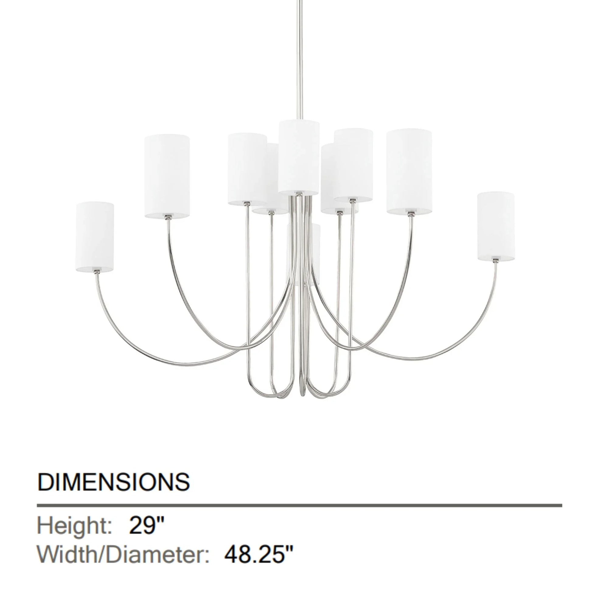 Hudson Valley Lighting - Harlem 48" 10-Light Chandelier, Polished Nickel Finish | Bees Lighting
