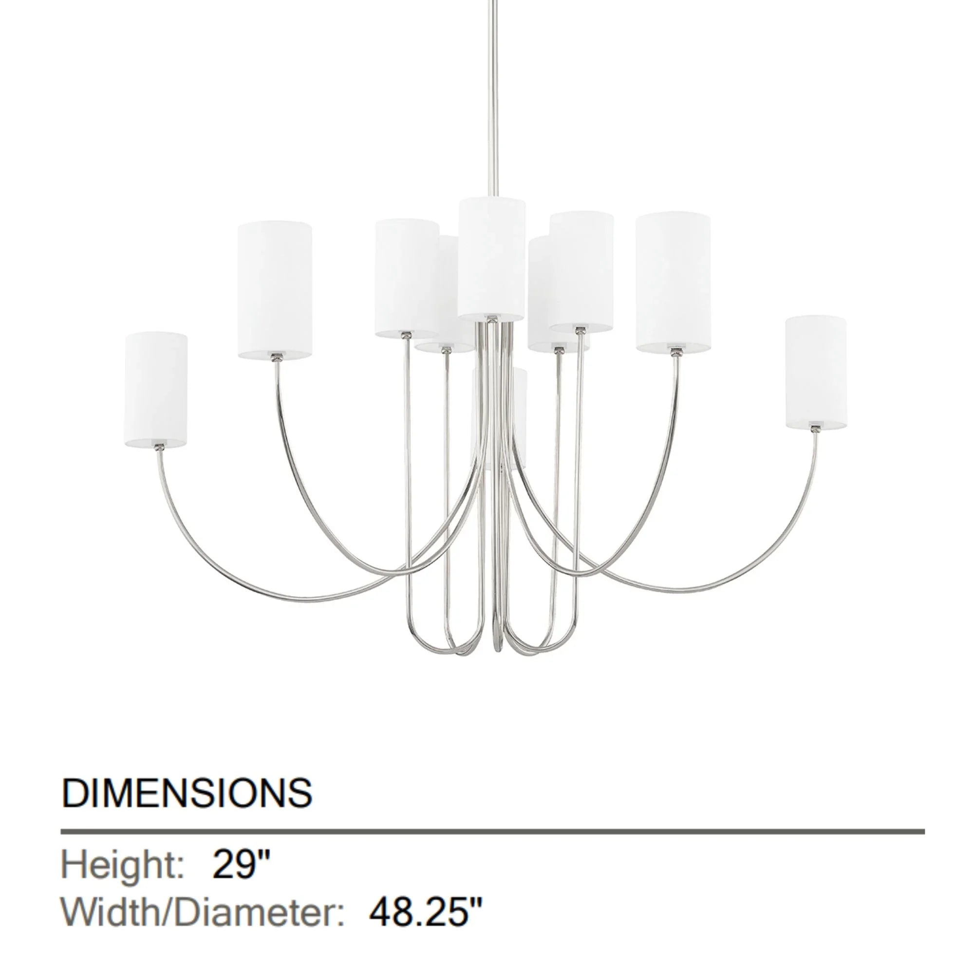Hudson Valley Lighting - Harlem 48" 10-Light Chandelier, Polished Nickel Finish | Bees Lighting