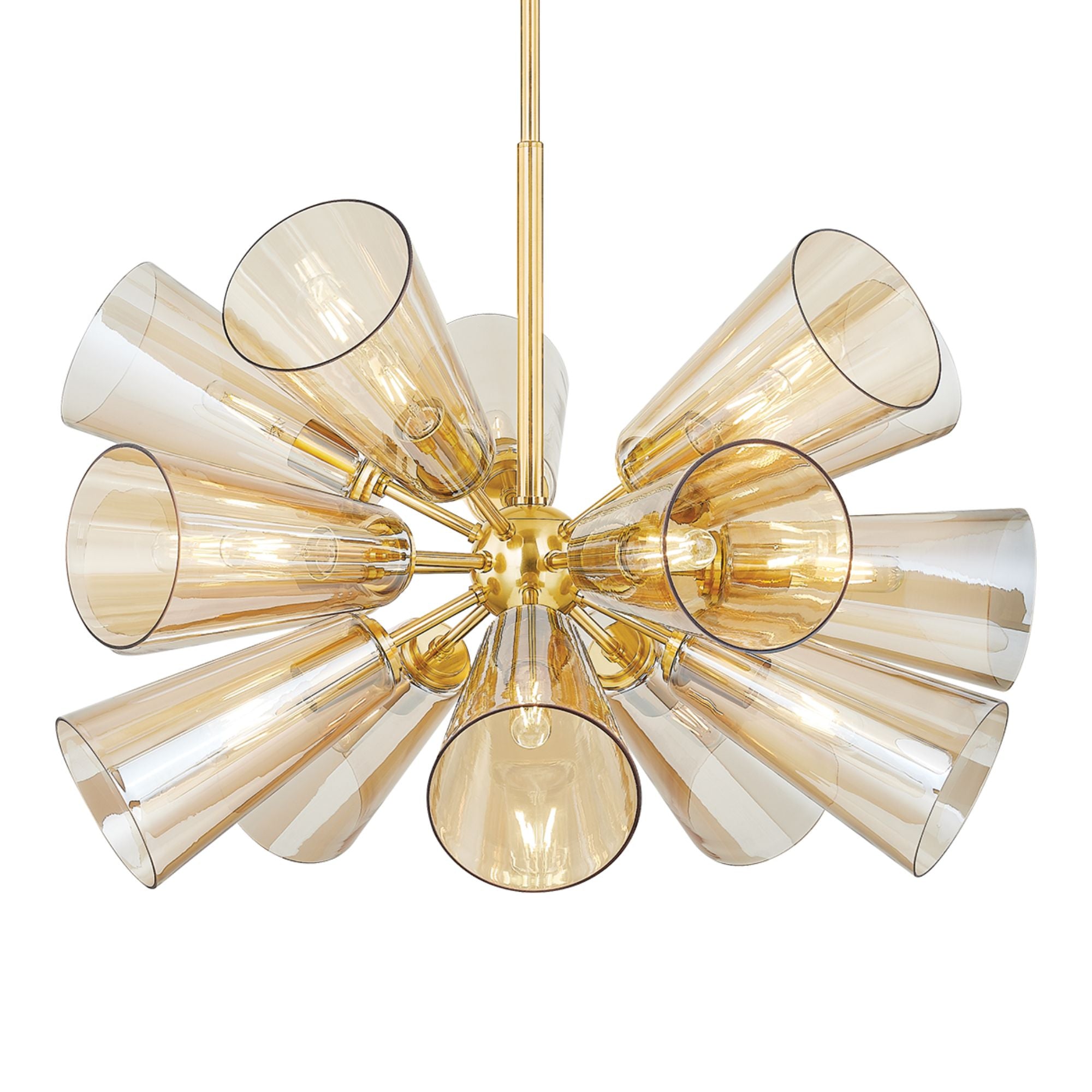 Hartwood 32" 15-Light Chandelier, Aged Brass Finish