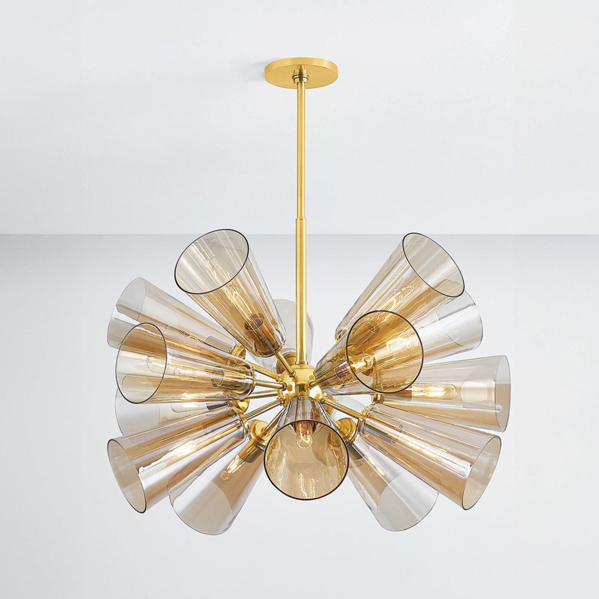 Hartwood 32" 15-Light Chandelier, Aged Brass Finish