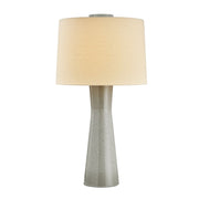 Hudson Valley Havelock 32.5 in. Table Lamp, Aged Brass & Ceramic Roan Grey with Wheat Linen Shade