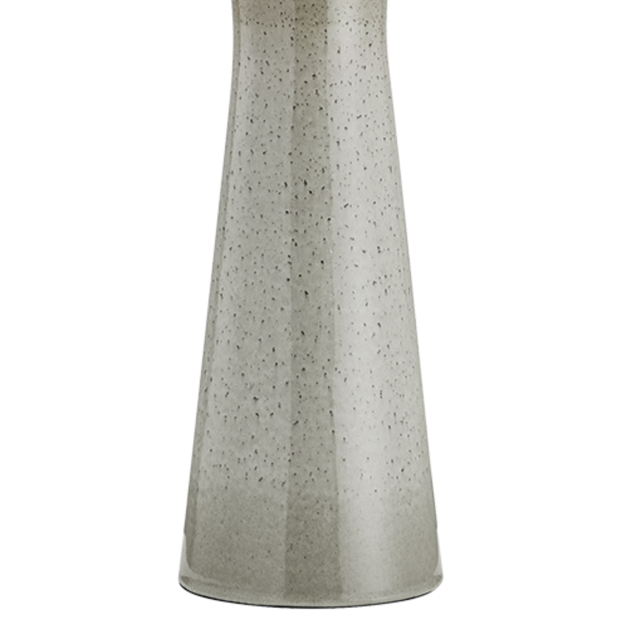 Hudson Valley Havelock 32.5 in. Table Lamp, Aged Brass & Ceramic Roan Grey with Wheat Linen Shade