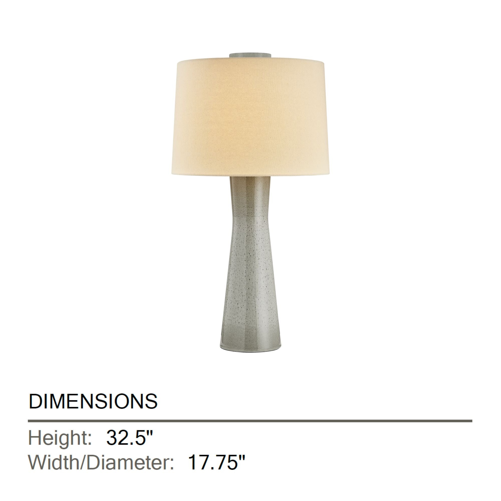 Hudson Valley Havelock 32.5 in. Table Lamp, Aged Brass & Ceramic Roan Grey with Wheat Linen Shade