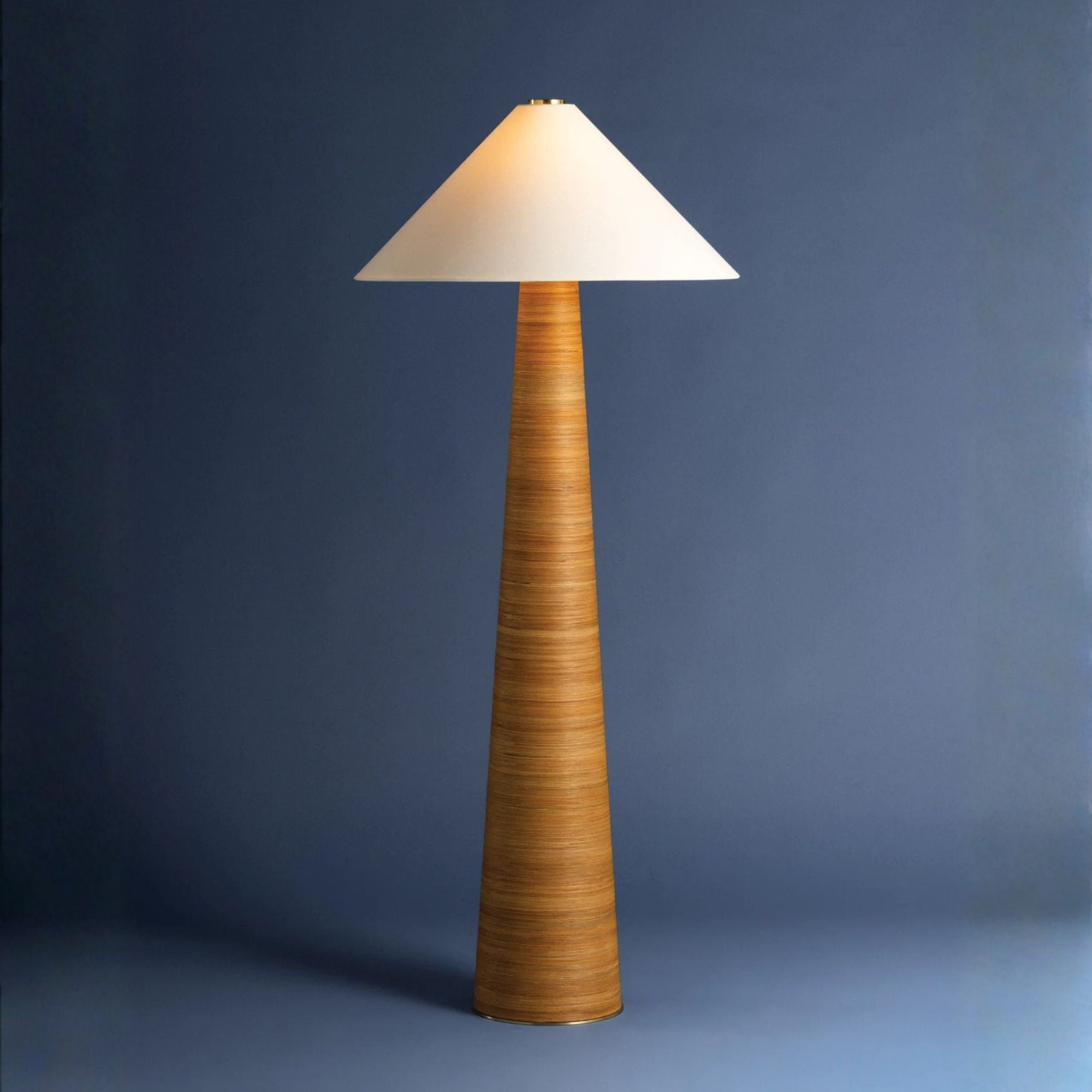 Hudson Valley Haviland Floor Lamp, Aged Brass with White Linen Shade