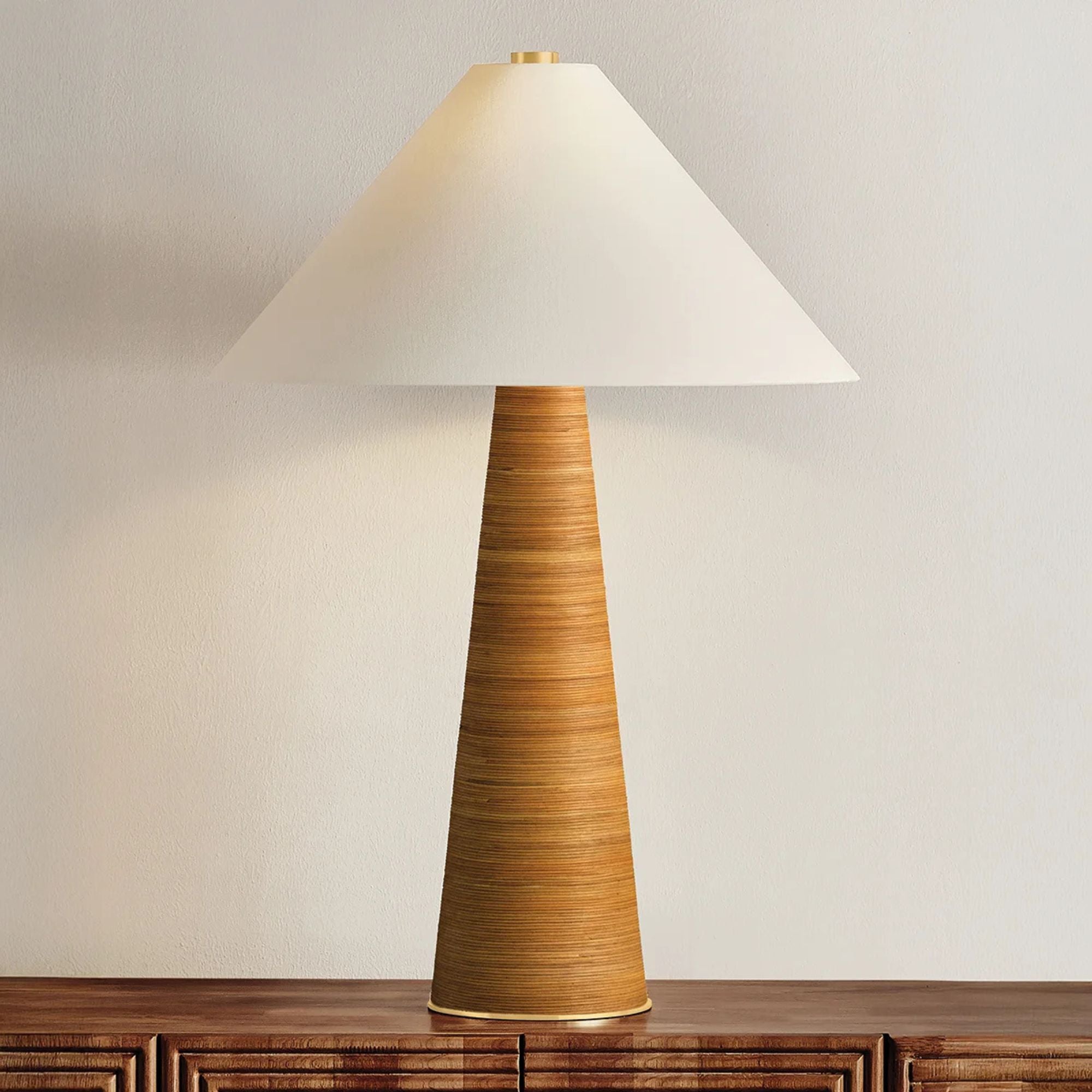 Hudson Valley Haviland Table Lamp, 31.25 in. Height, Aged Brass with White Linen Shade