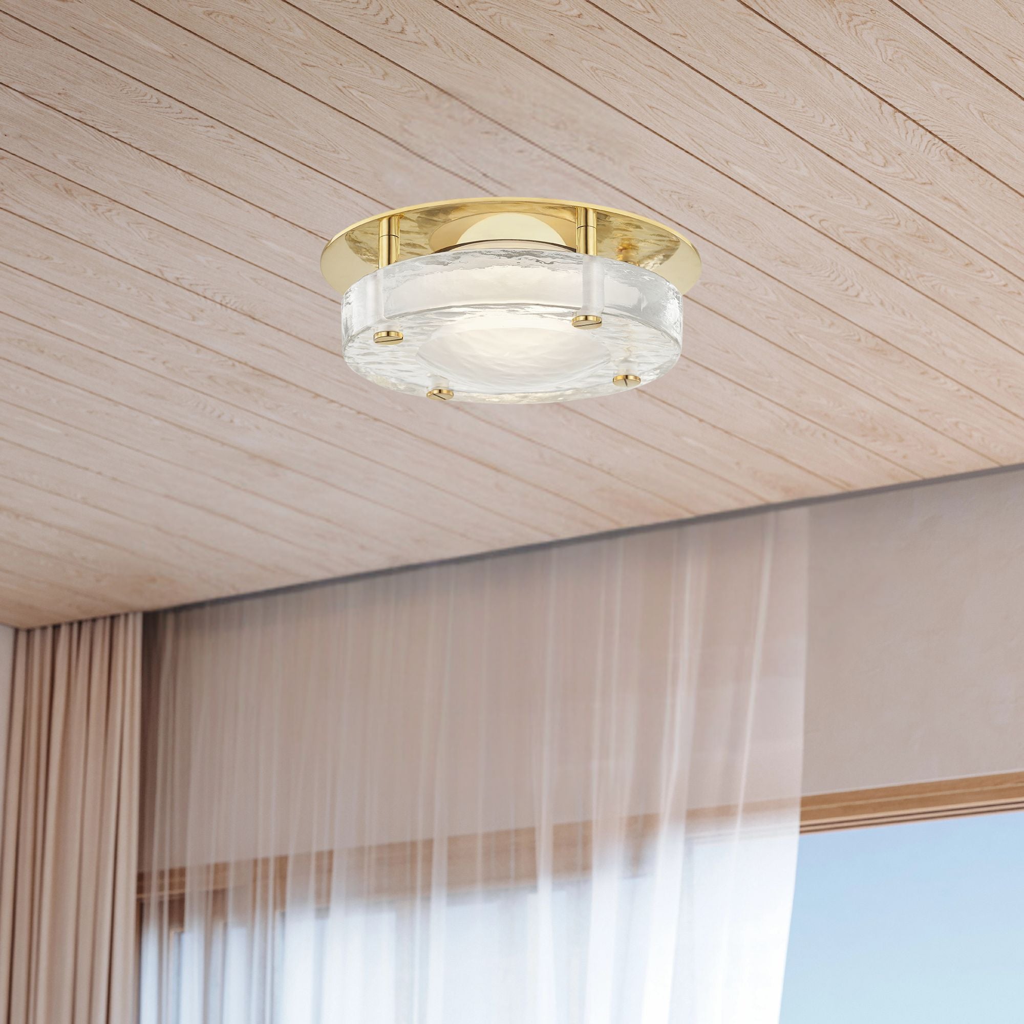 Heath 8" LED Flush Mount, Aged Brass Finish