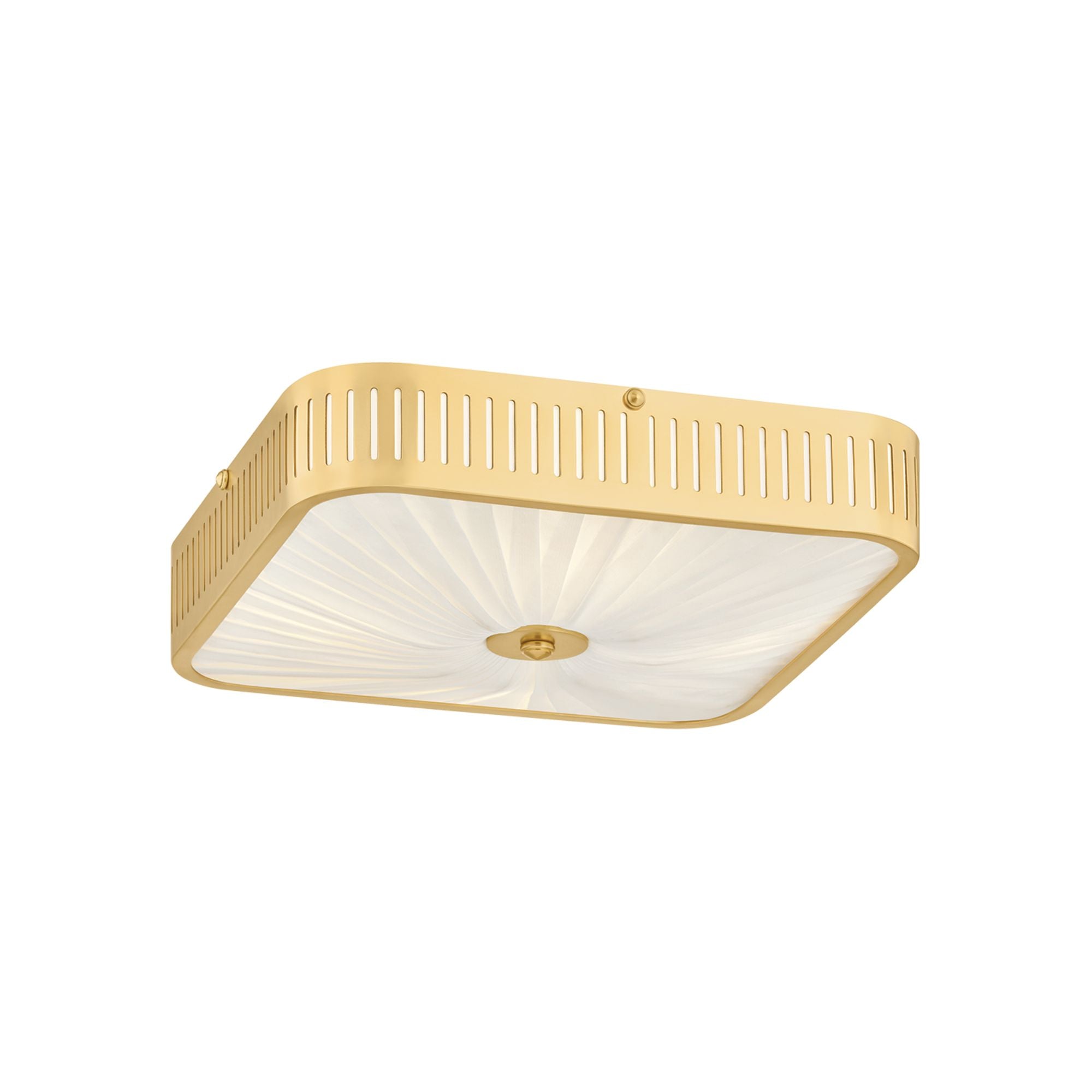 Hudson Valley Henri 4-Light Semi-Flush Mount, Aged Brass with Ivory Silk Drum Shade
