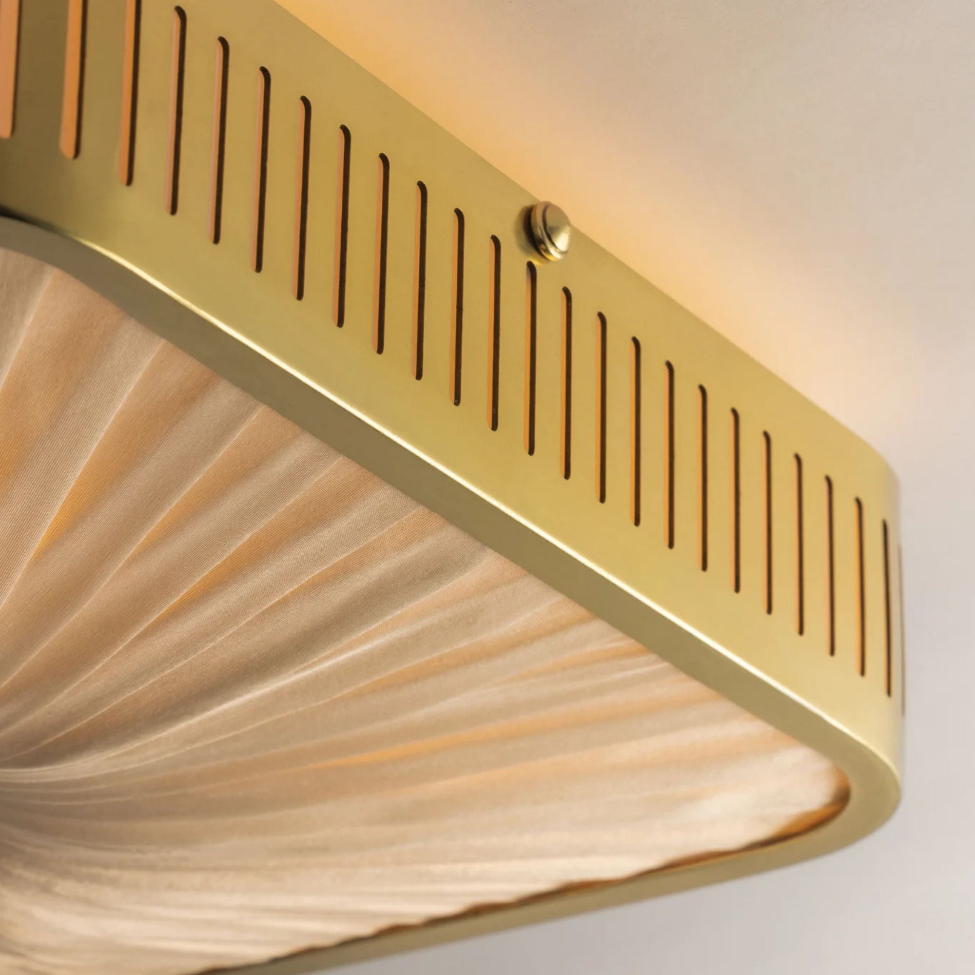 Hudson Valley Henri 4-Light Semi-Flush Mount, Aged Brass with Ivory Silk Drum Shade