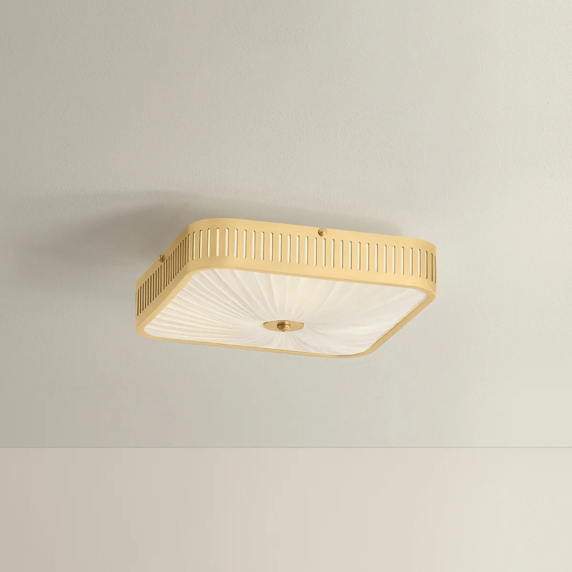 Hudson Valley Henri 4-Light Semi-Flush Mount, Aged Brass with Ivory Silk Drum Shade
