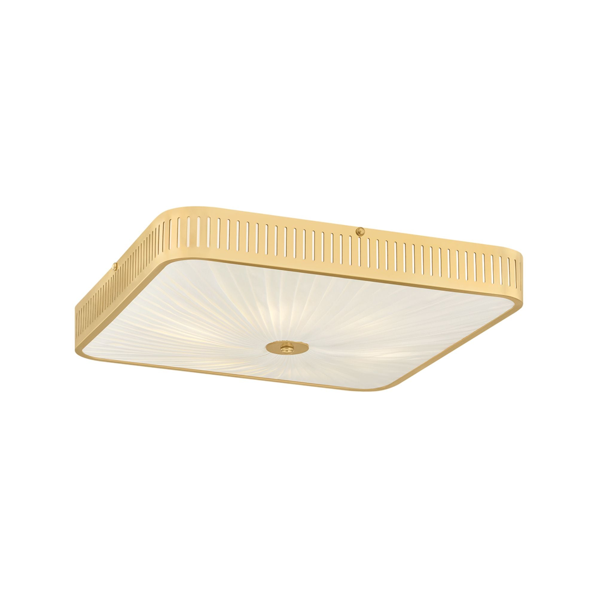 Hudson Valley Henri 20.5 in. 6-Light Semi-Flush Mount, Aged Brass with Ivory Silk Shade