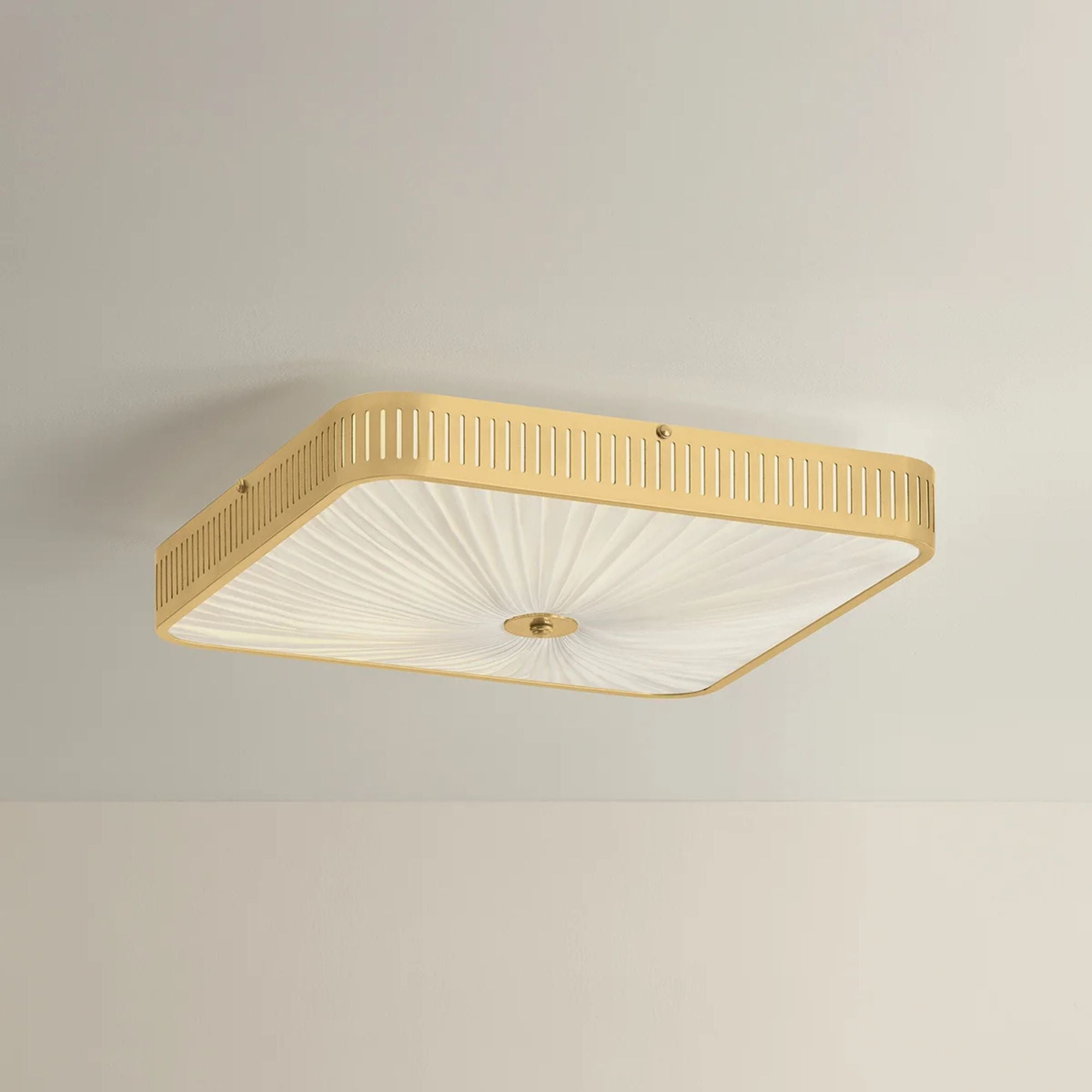 Hudson Valley Henri 20.5 in. 6-Light Semi-Flush Mount, Aged Brass with Ivory Silk Shade