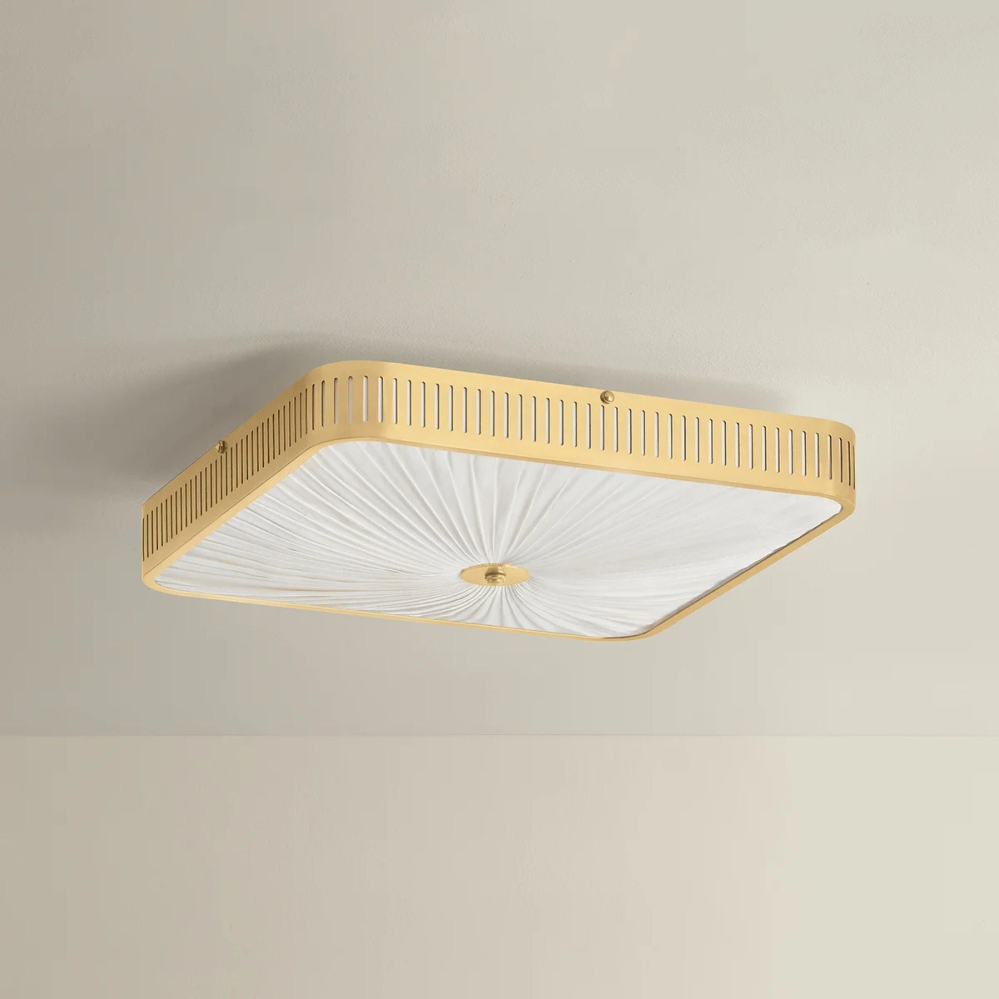Hudson Valley Henri 20.5 in. 6-Light Semi-Flush Mount, Aged Brass with Ivory Silk Shade