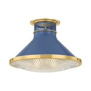 Highclere 18" Flush Mount, Aged Brass/Soft French Blue Finish