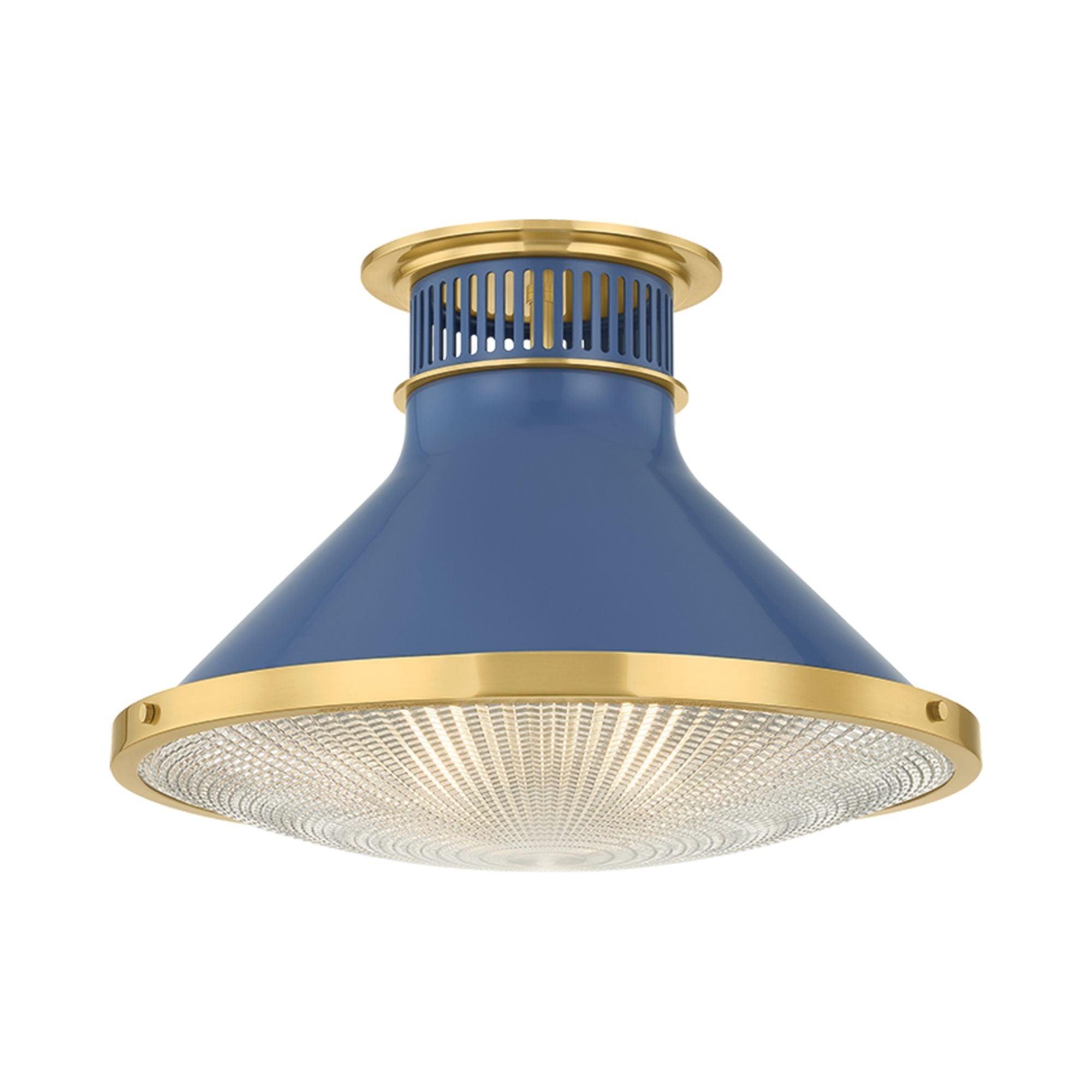 Highclere 18" Flush Mount, Aged Brass/Soft French Blue Finish
