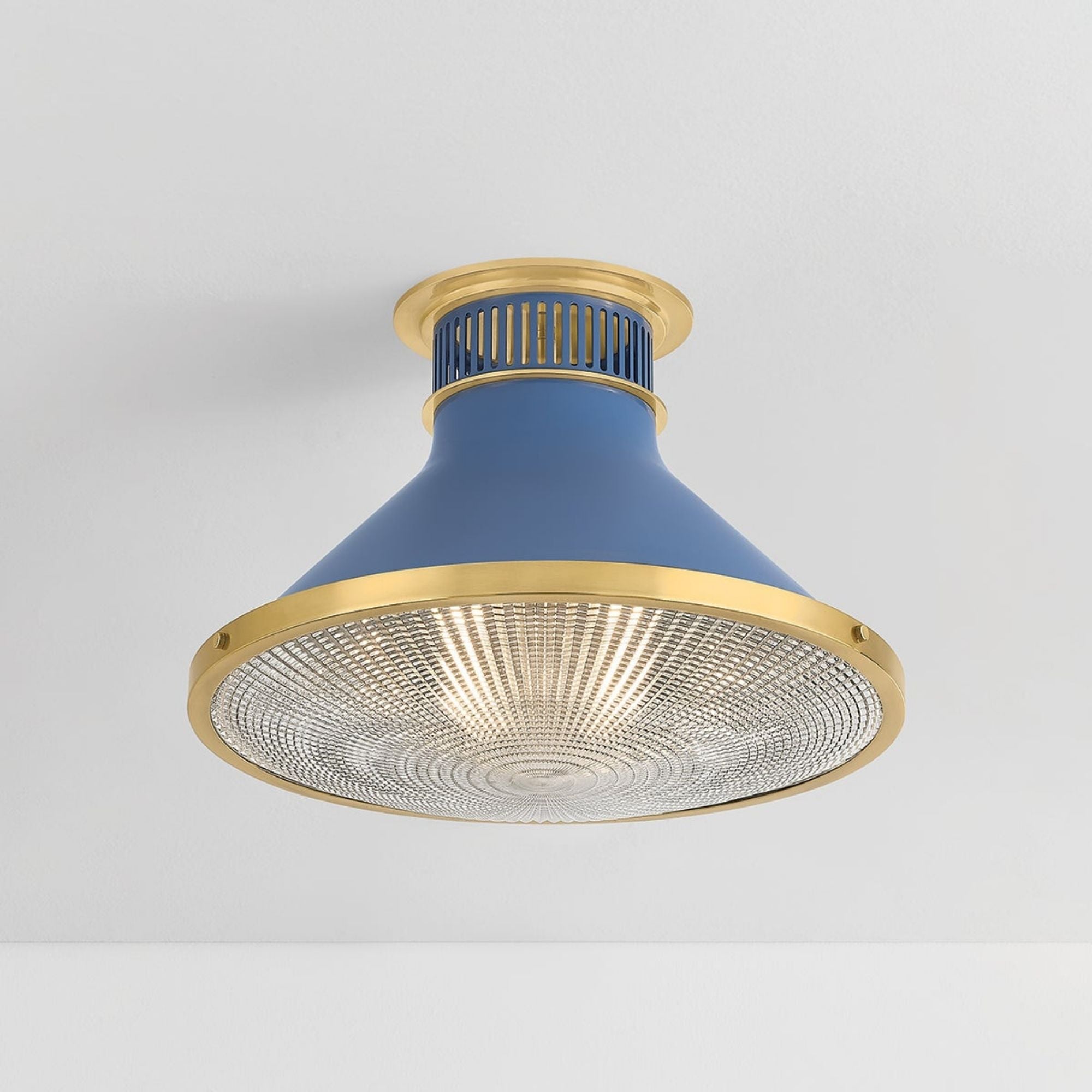Highclere 18" Flush Mount, Aged Brass/Soft French Blue Finish