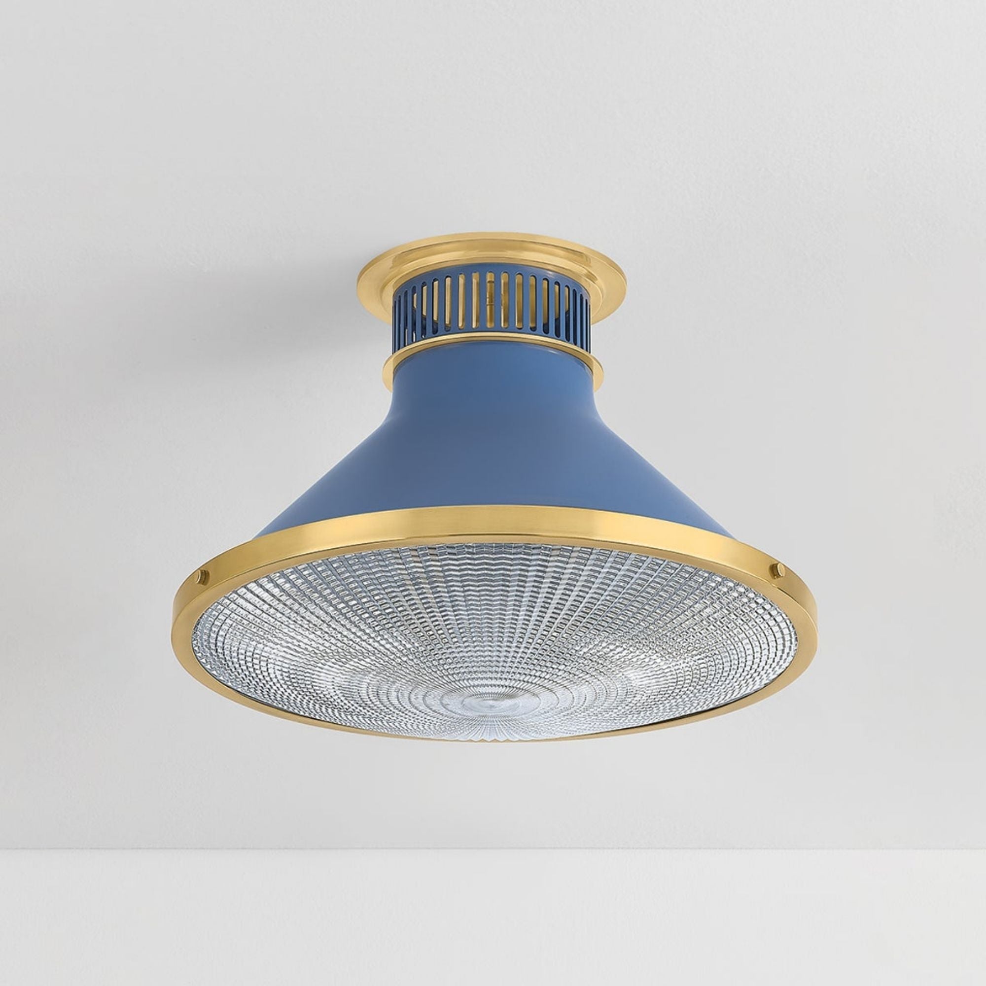 Highclere 18" Flush Mount, Aged Brass/Soft French Blue Finish
