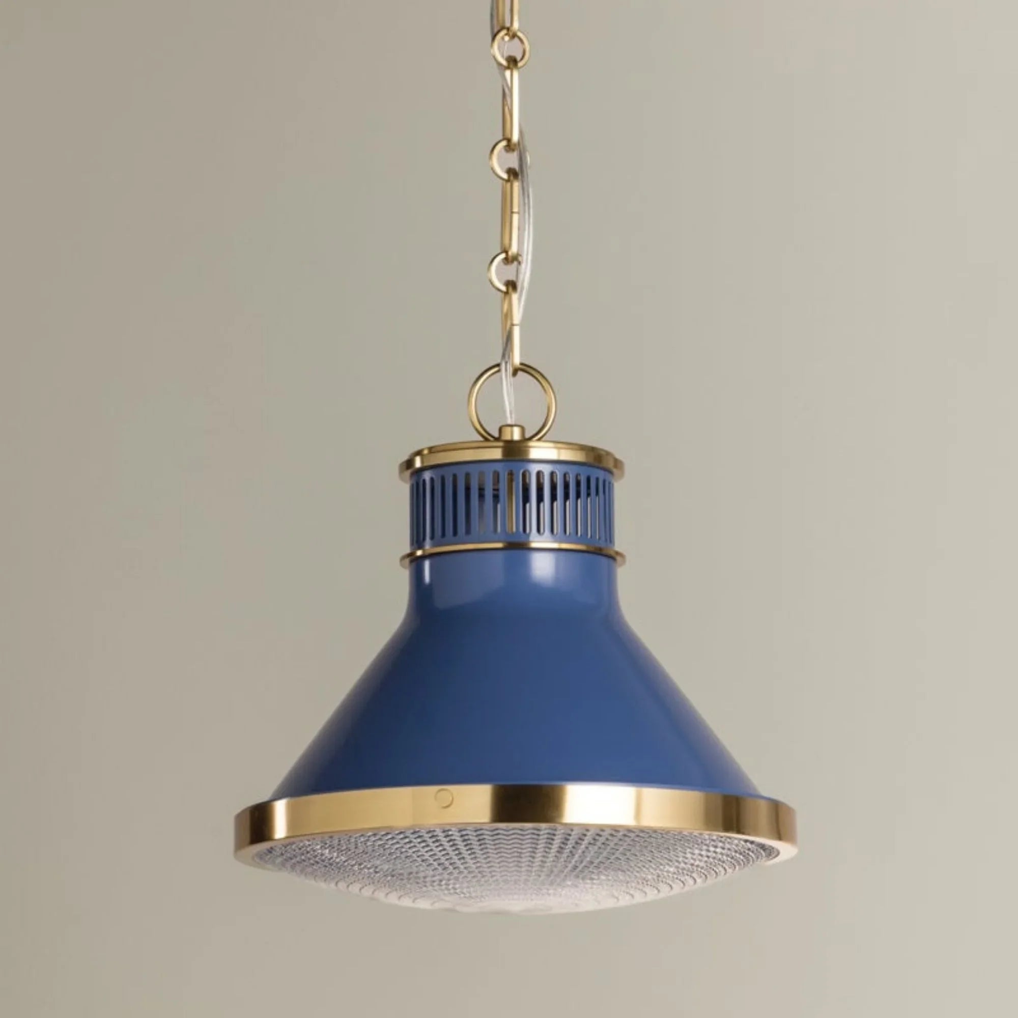 Highclere 13" Pendant, Aged Brass/Soft French Blue Finish