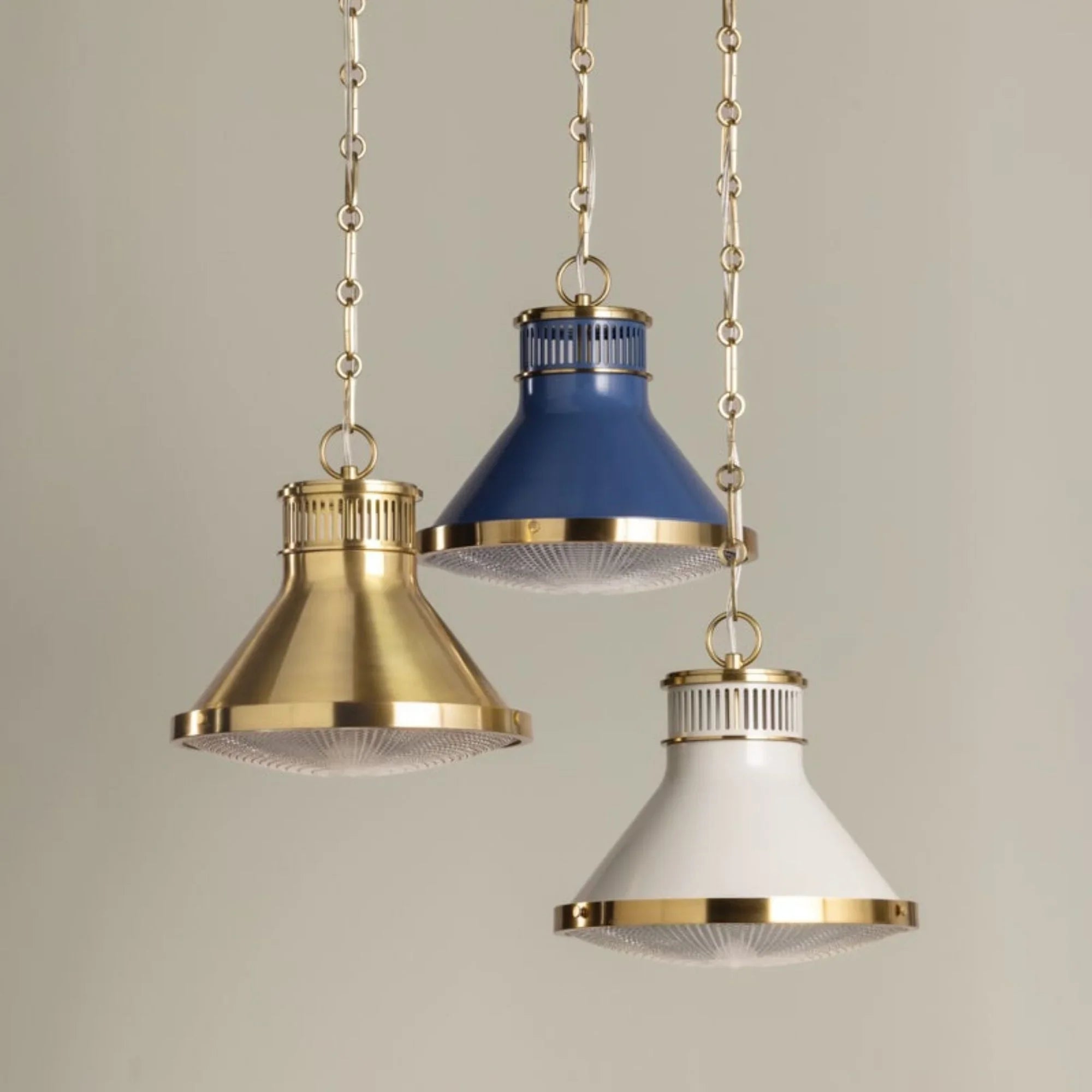 Highclere 13" Pendant, Aged Brass/Soft French Blue Finish