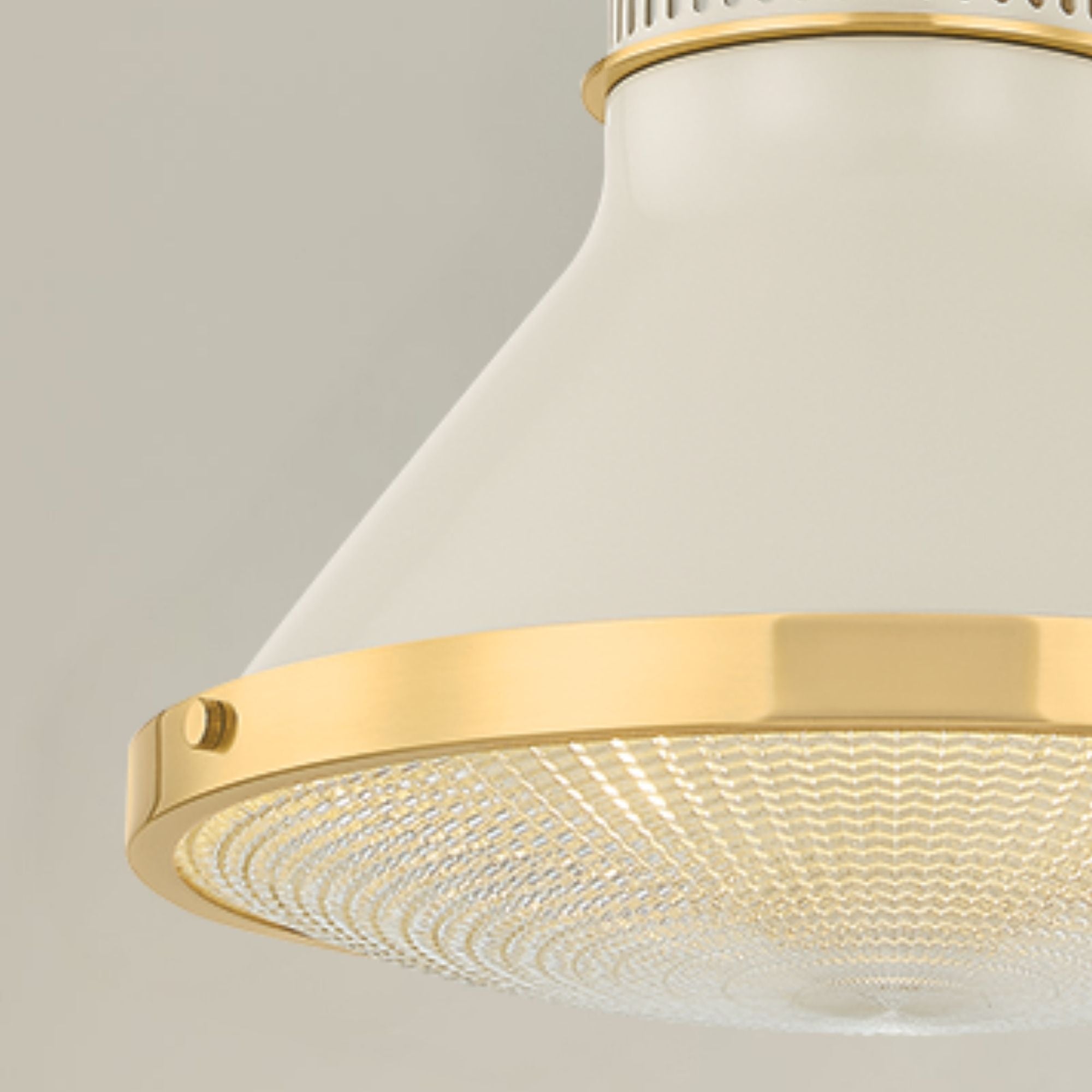 Highclere 13" Pendant, Aged Brass/Off-White Finish