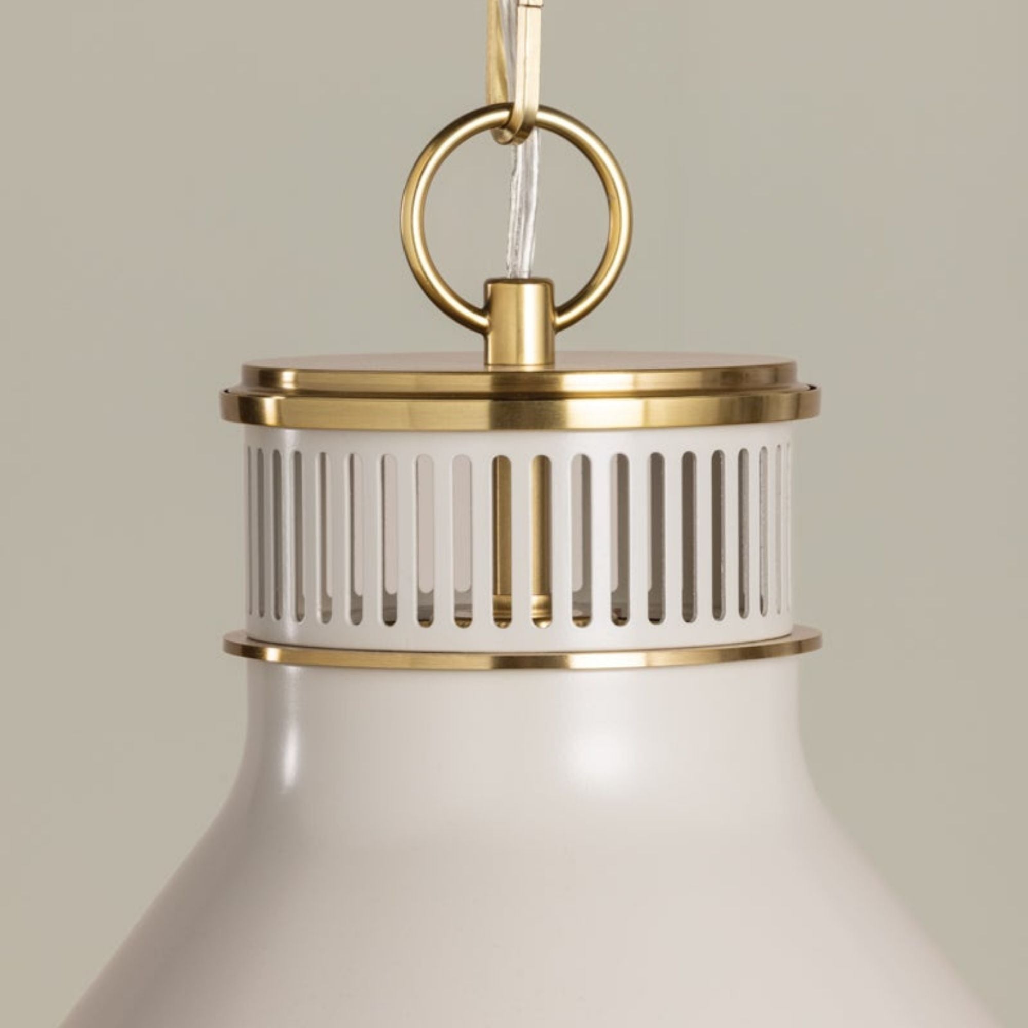 Highclere 13" Pendant, Aged Brass/Off-White Finish